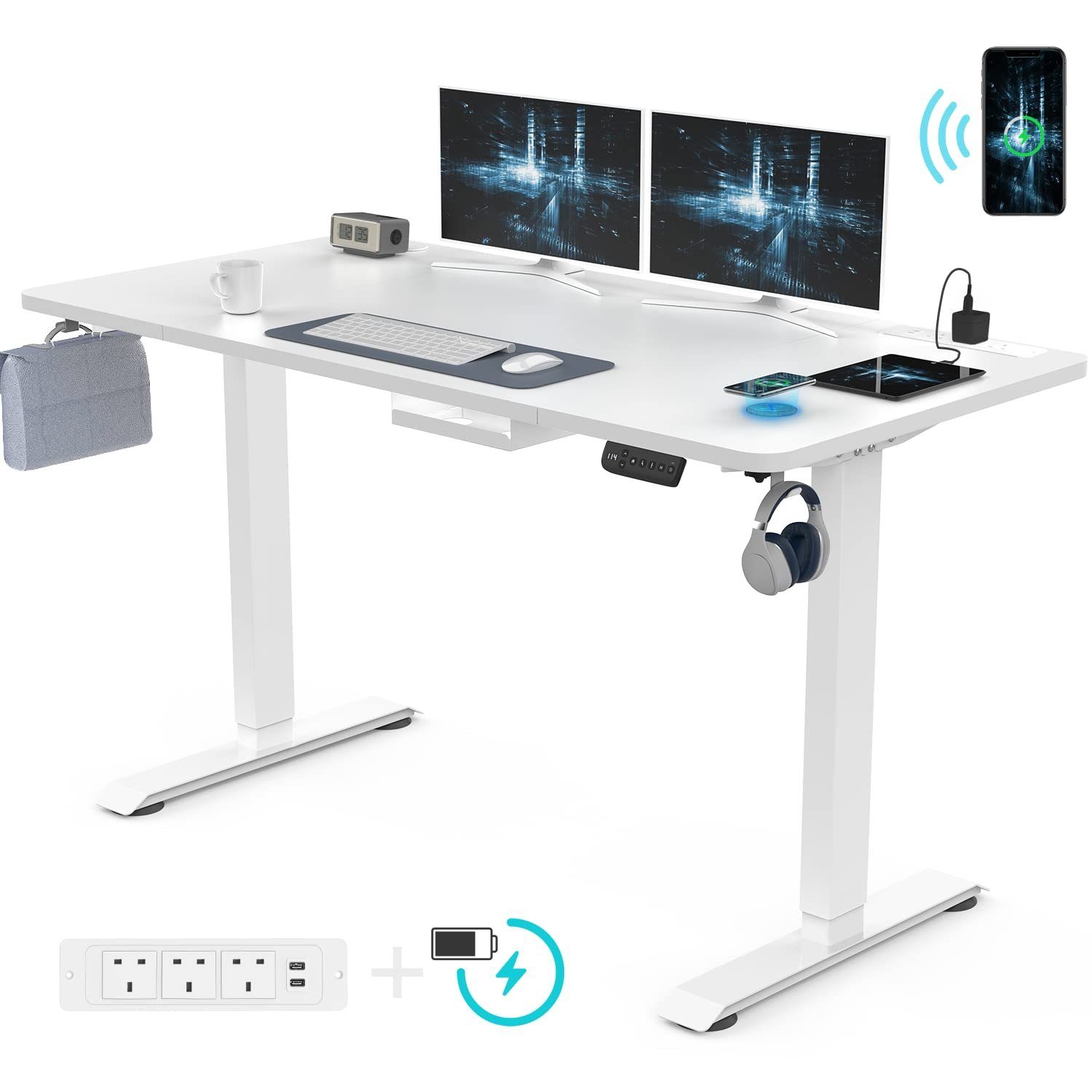 Kabelloses Steckdose Felsplatten mit Ladepad Graue Schreibtisch USB und HOMALL Schreibtisch