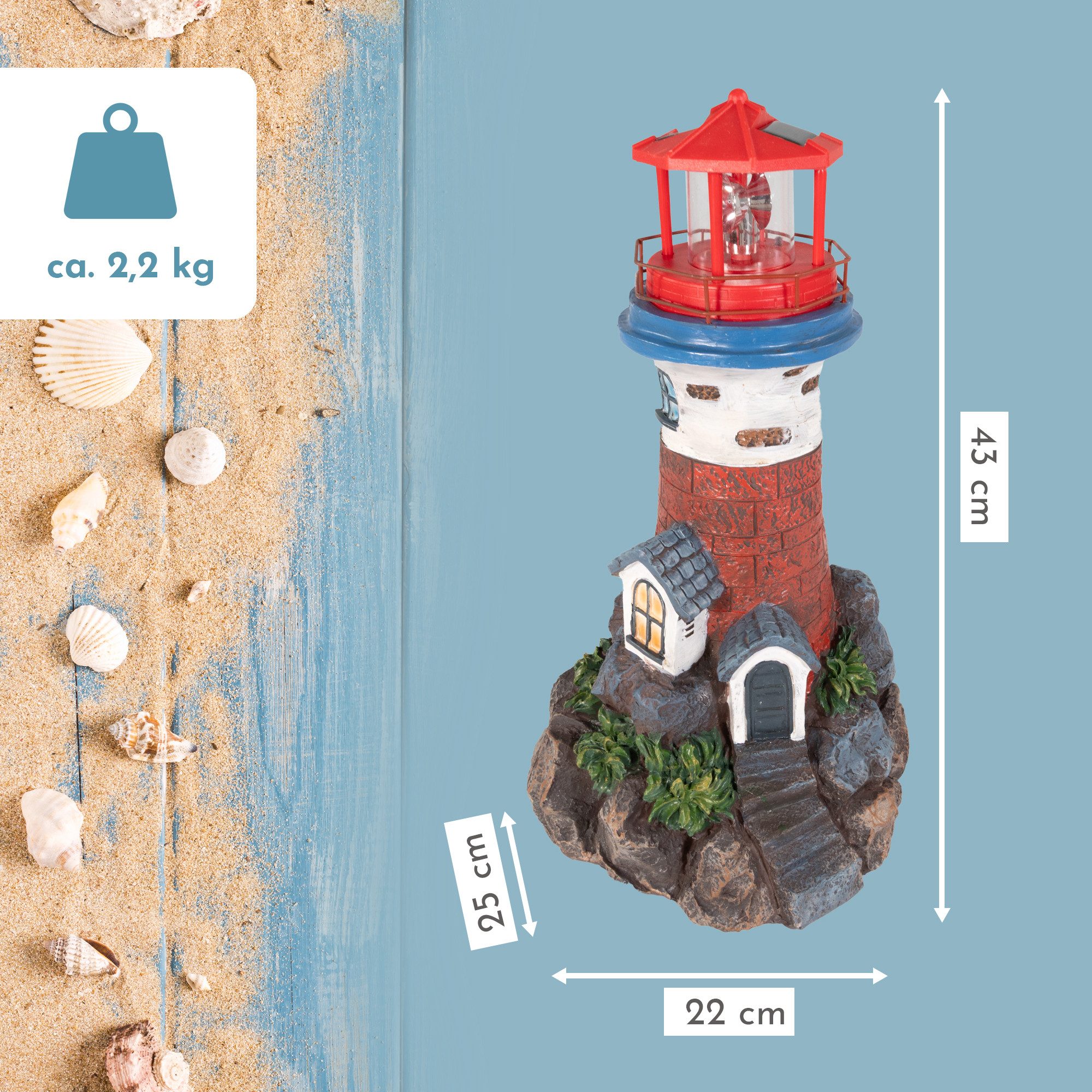 Lemodo LED-Dekofigur Leuchtturm mit Solarlicht und günstig online kaufen
