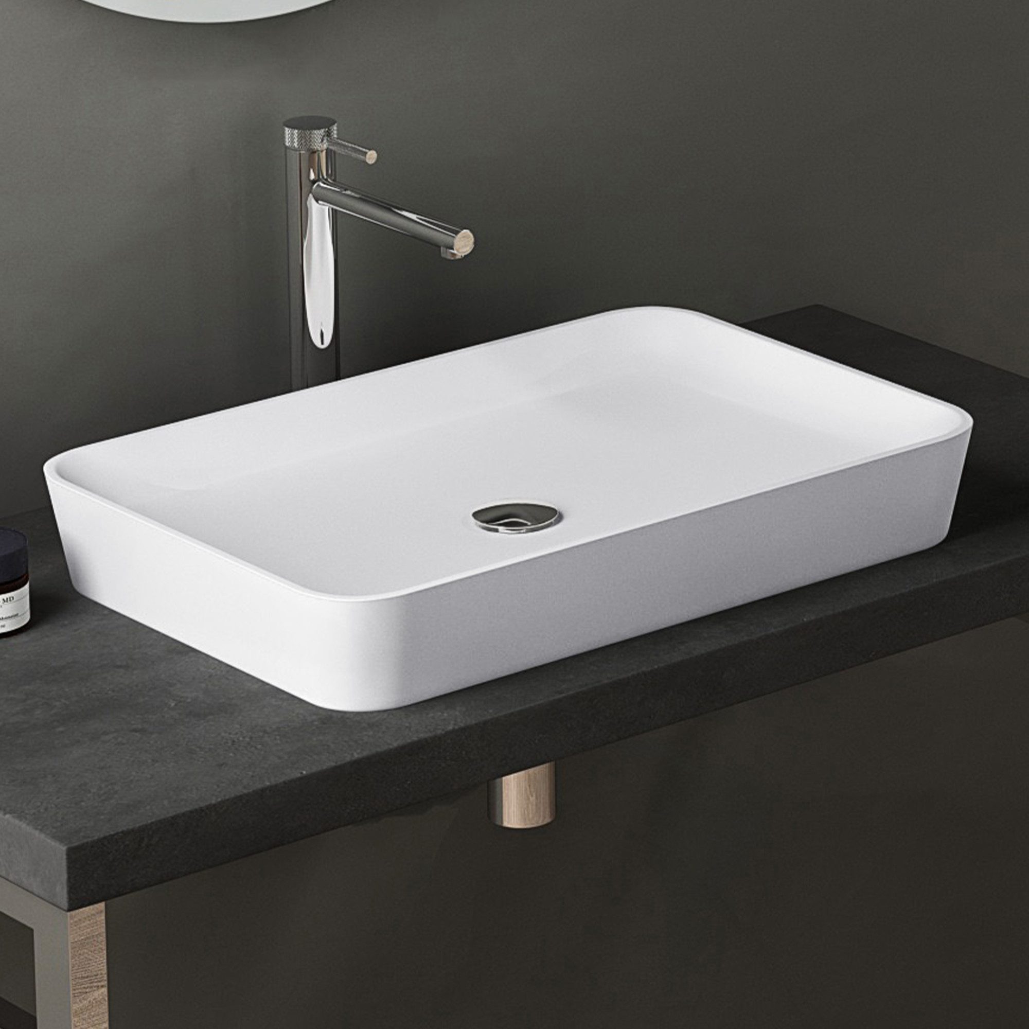 doporro Waschbecken aus Mineralguss Aufsatzwaschbecken mit Nano Colossum815