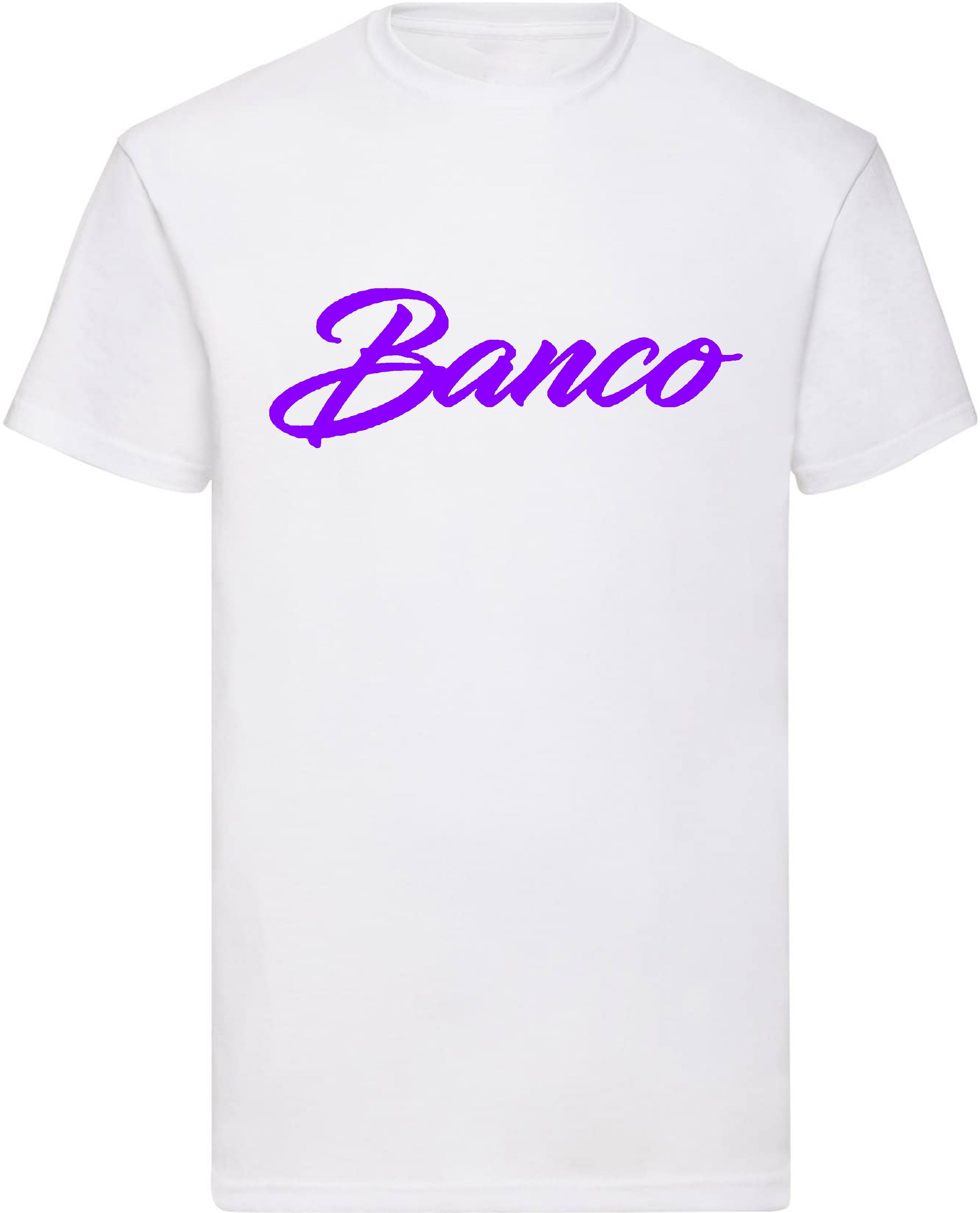 Banco T-Shirt Kurzarm 100% Baumwolle Rundhals Shirt Sommer Sport Freizeit Streetwear WeißLila