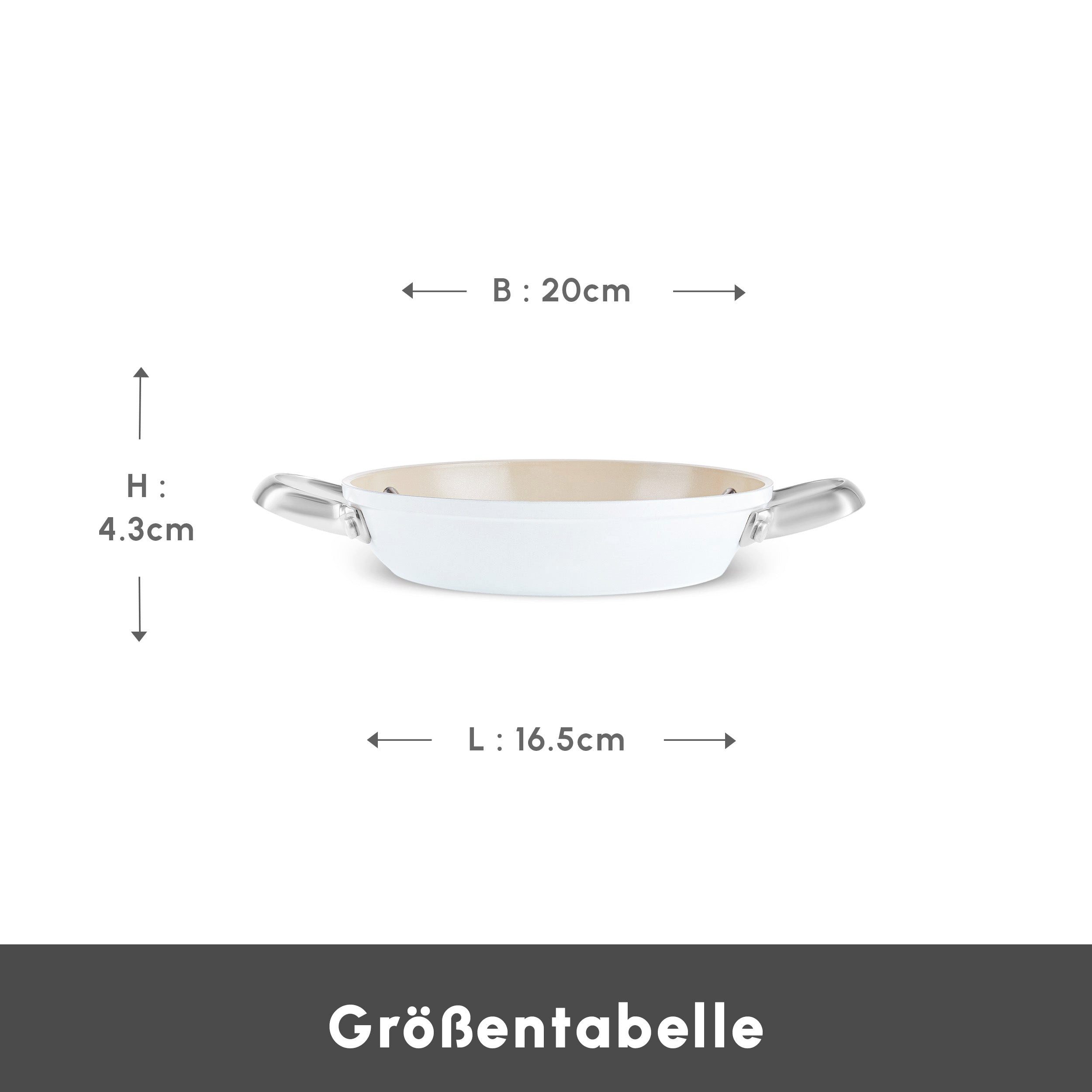 Karaca Bratpfanne Karaca Swiss Crystal Almond Cream Handle Flache Pfanne 20 cm