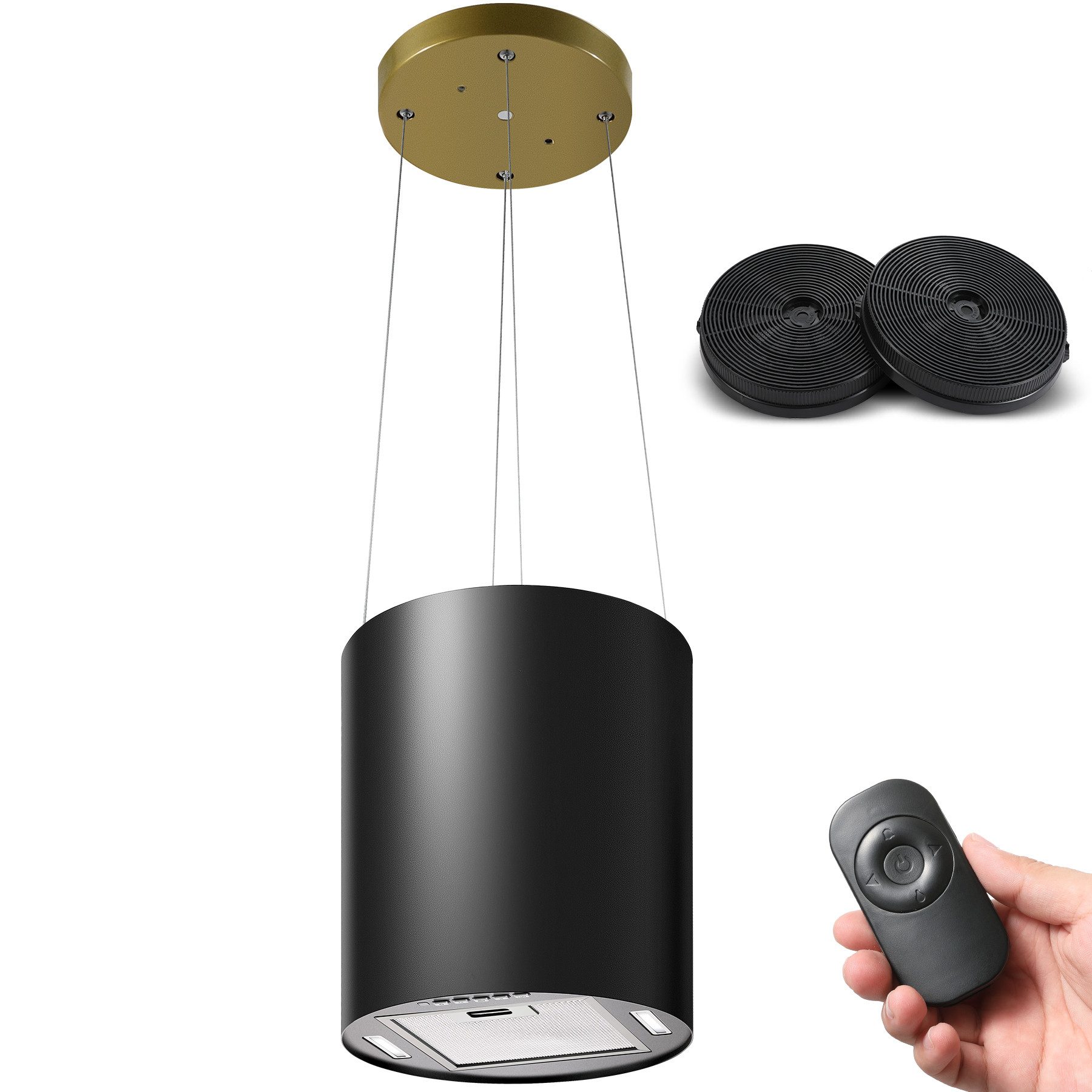 SNDOAS Inselhaube Dunstabzugshaube Umluft 35cm mit 700 m³/h Starker Saugleistung Dunstabzugshaube Umluft 35cm mit 700 m³/h Starker Saugleistung, Aktivkohlefilter, 3 Leistungsstufen, LED, 55dB leise, Energieklasse A+