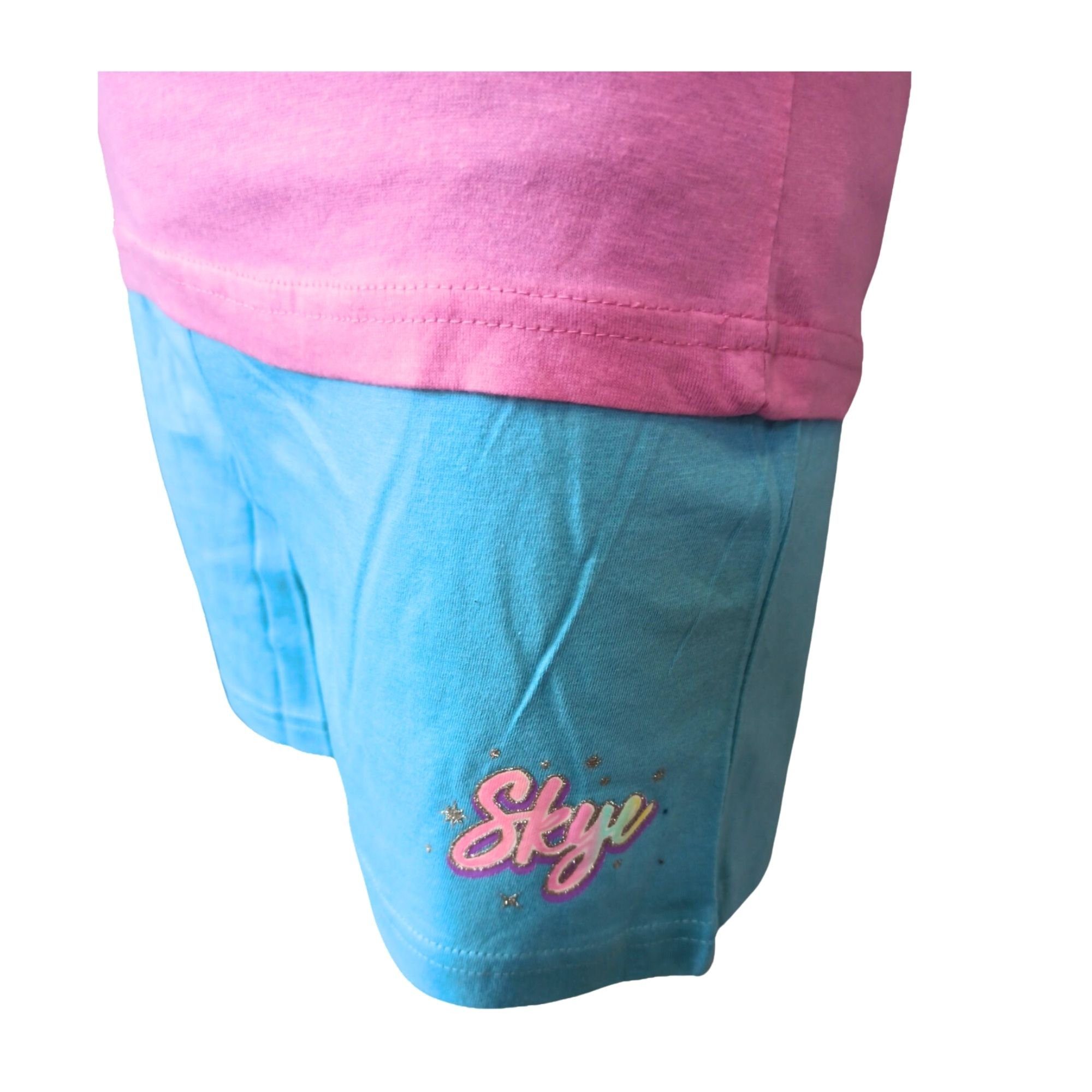 Pink-Hellblau Baumnwolle Schlafanzug 98-128 Skye tlg) PATROL cm Shorty aus Gr. PAW Mädchen kurzarm (2 Pyjama