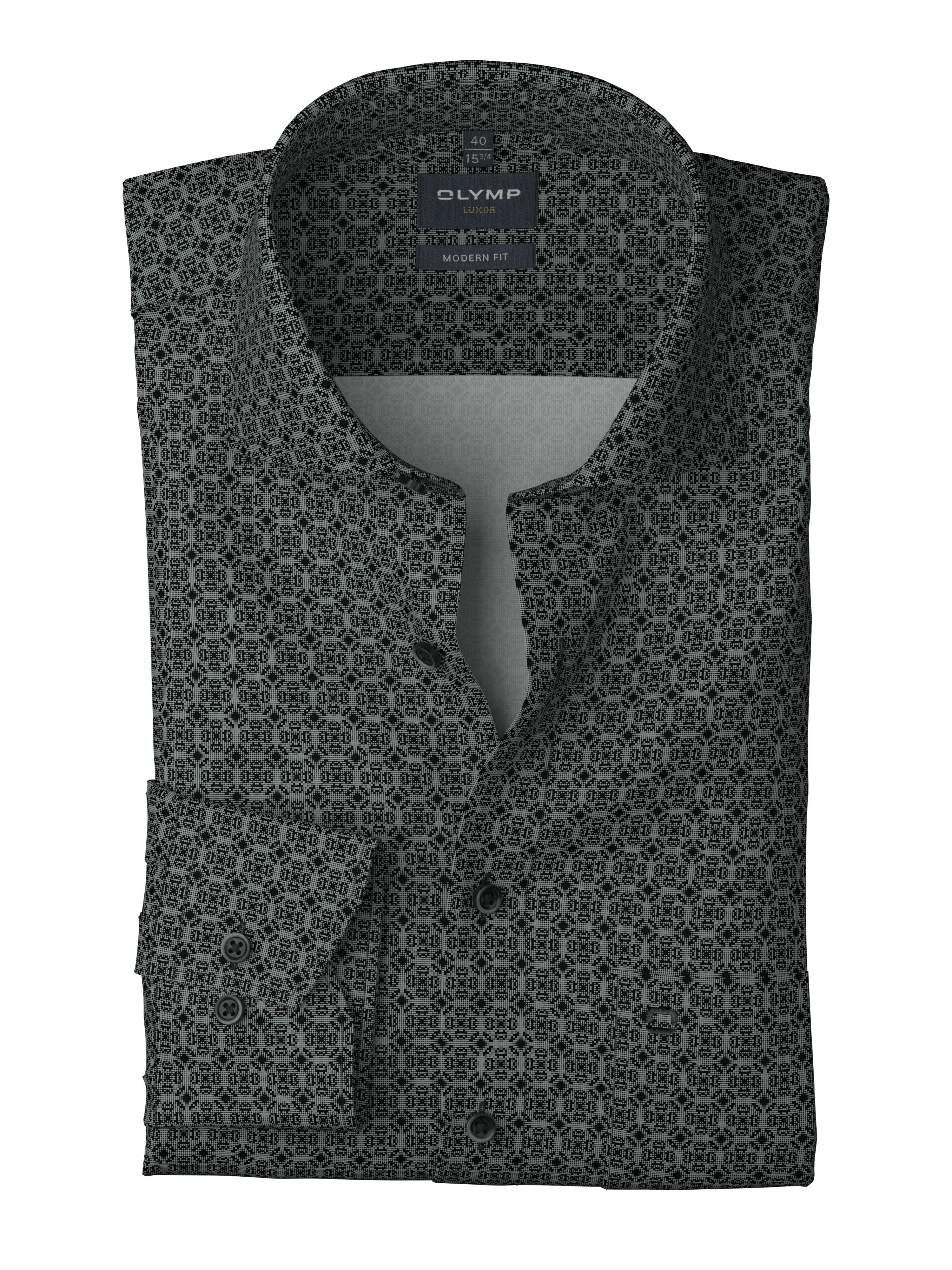 OLYMP Langarmhemd Luxor modern fit Royal-Kentkragen, Businesshemd, modern fit, gemustert – Bild 5 von 5
