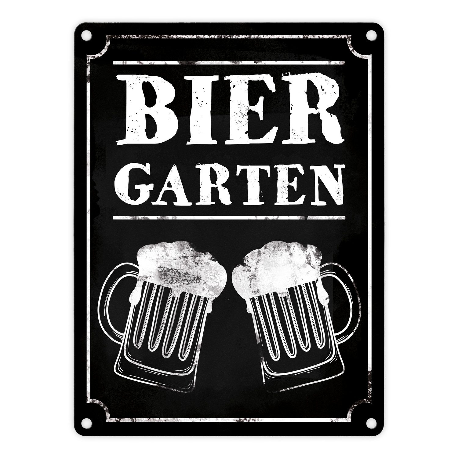 speecheese Metallschild Biergarten Metallschild in 15x20 cm mit zwei Bierkrügen im Used-Look