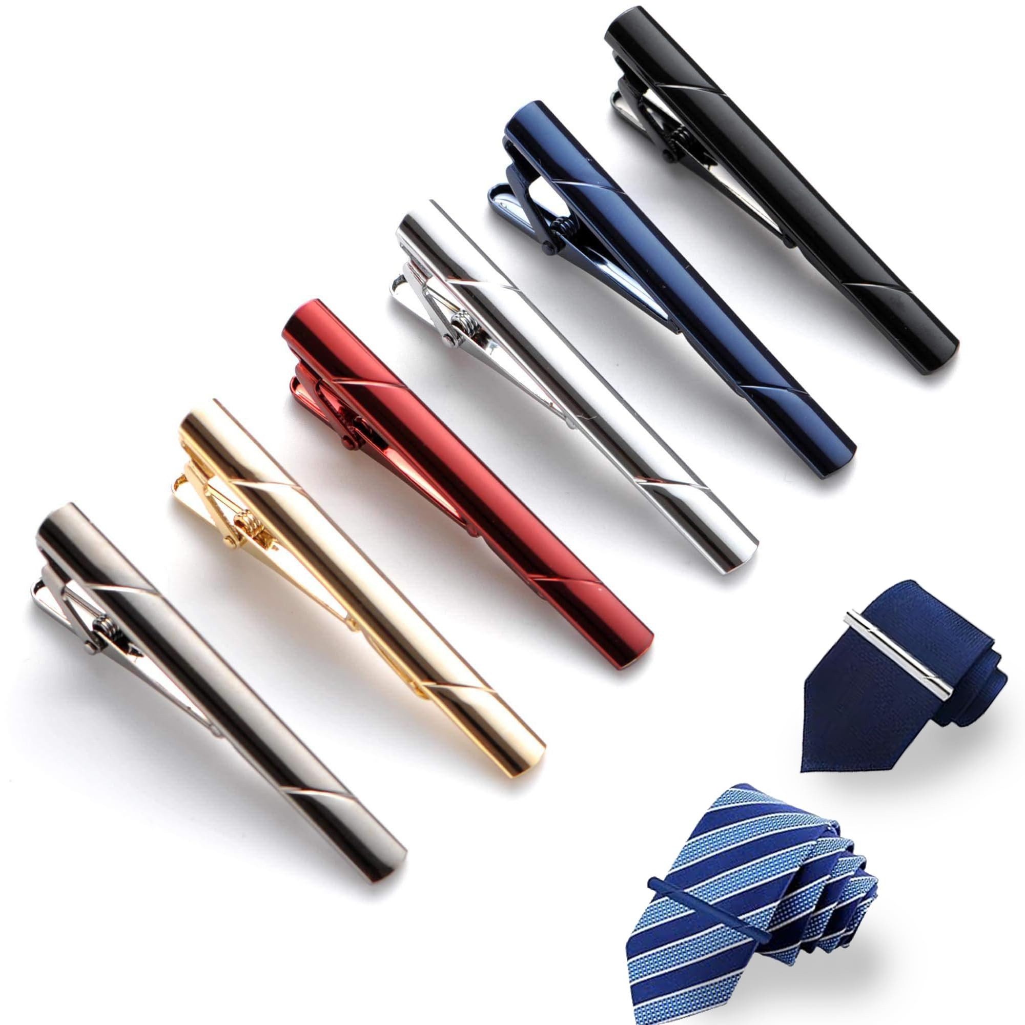 FOUORTUNATE-BEE Krawattenhalter Krawattenklammer Set 6er Herren Krawattenclip Klassisch Elegant (6 St), Krawattenklammer Herren Set für Hochzeit Business Alltag Geschenk