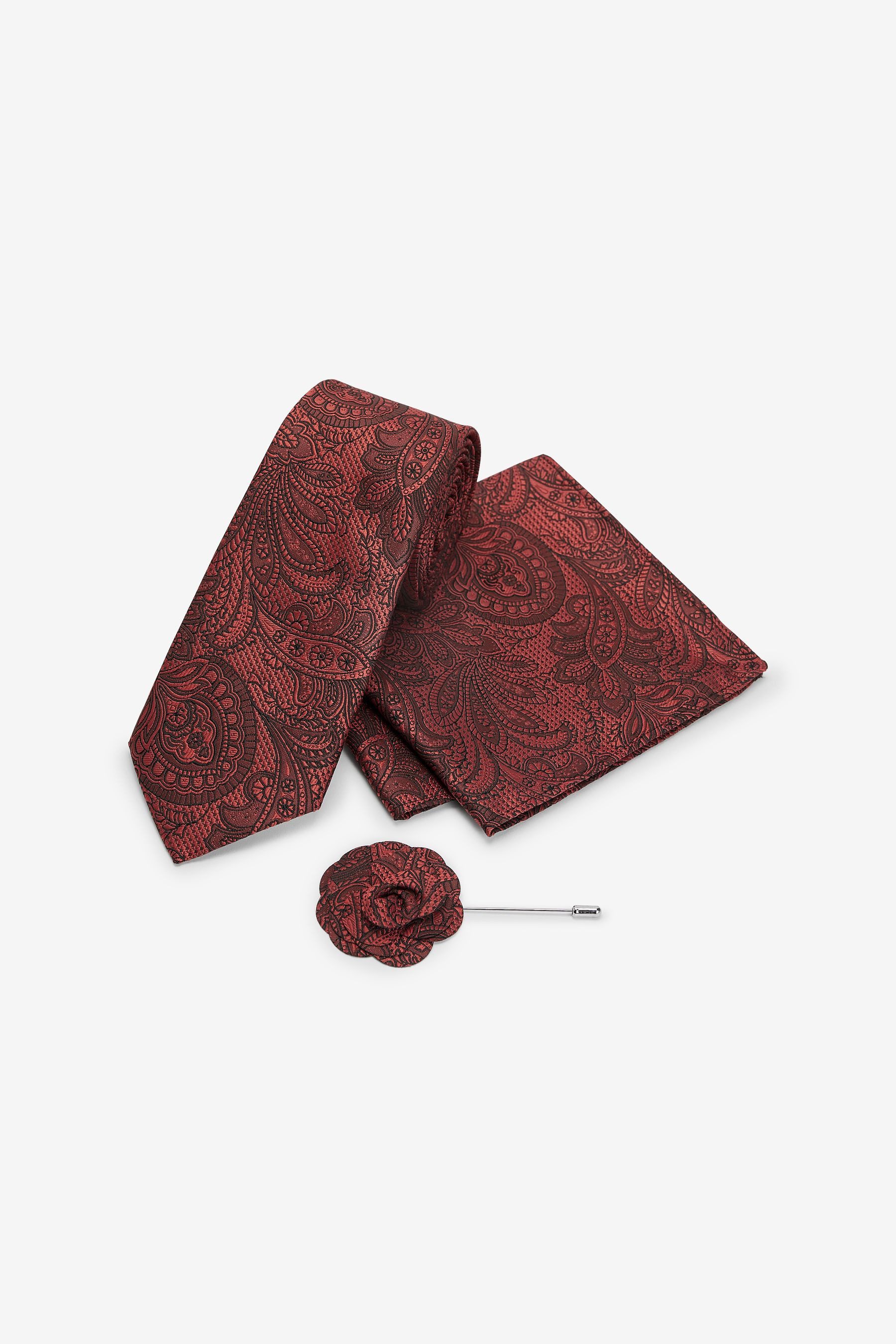 Next Krawatte Paisley-Krawatte, Einstecktuch und Krawattennadel günstig online kaufen