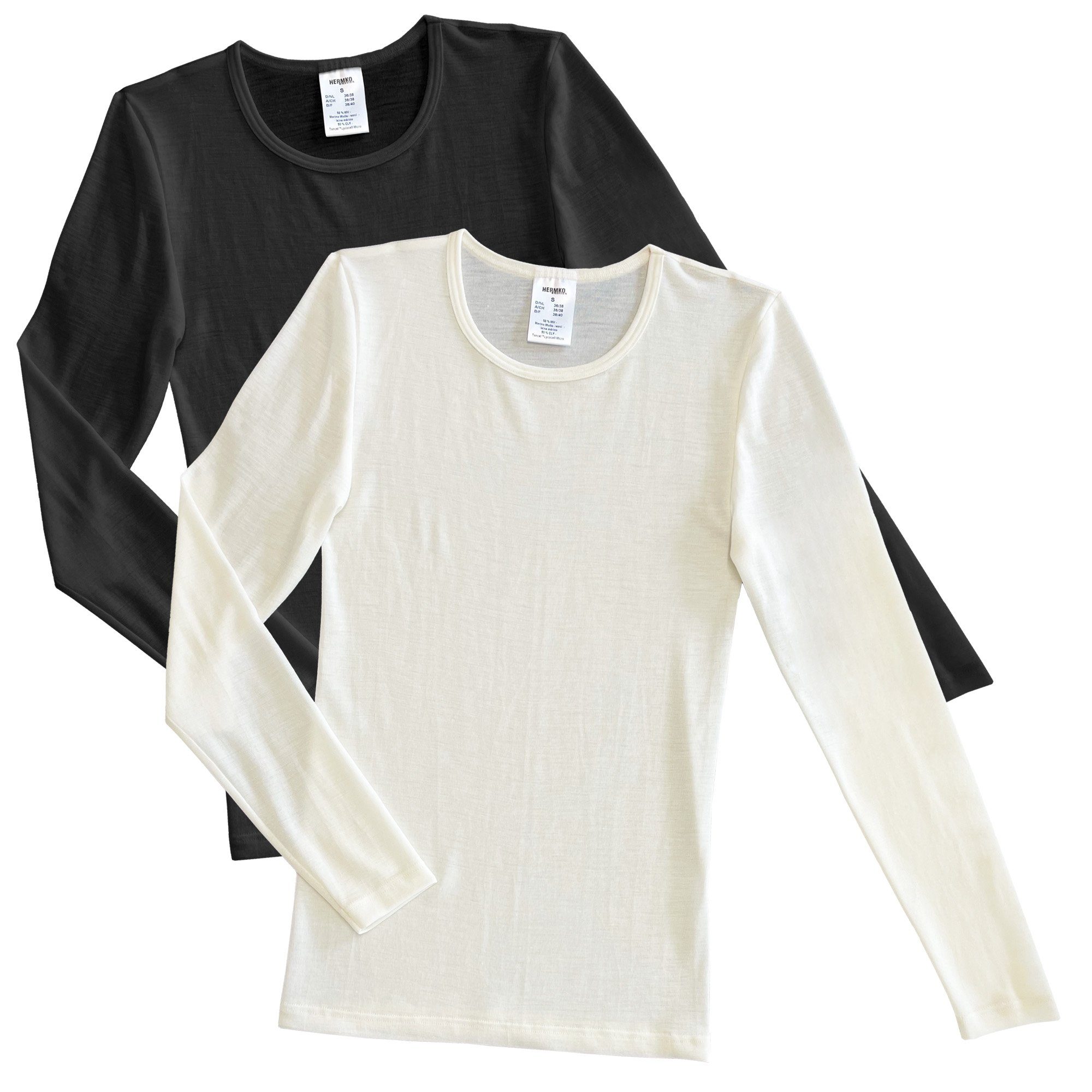 HERMKO Unterziehshirt 40830 Damen langarm Shirt aus Wolle / Tencel günstig online kaufen