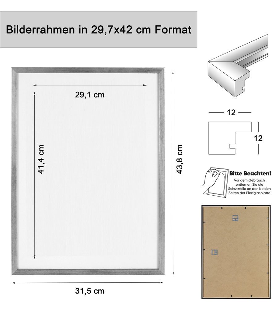 IDEAL TREND Bilderrahmen 3er 5er Set Holz Bilderrahmen Lifestyle Plexi Foto Rahmen Collage Wand, für 3 Bilder (3 St), Holz Bilderrahmen mit Papiereinleger und K – Bild 5 von 5