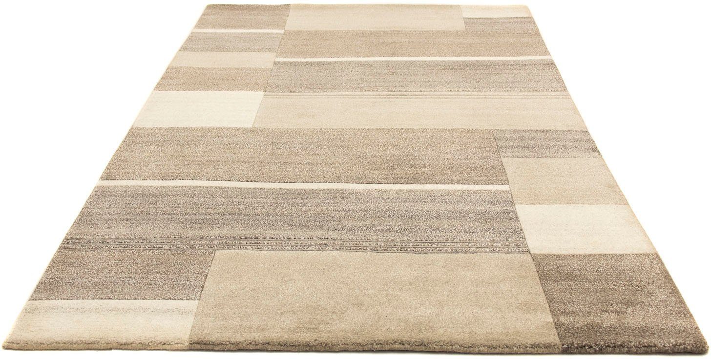 Teppich Premium Nepal fein mit Seide Handgeknüpft 70x140 cm 100 % Wolle grau 