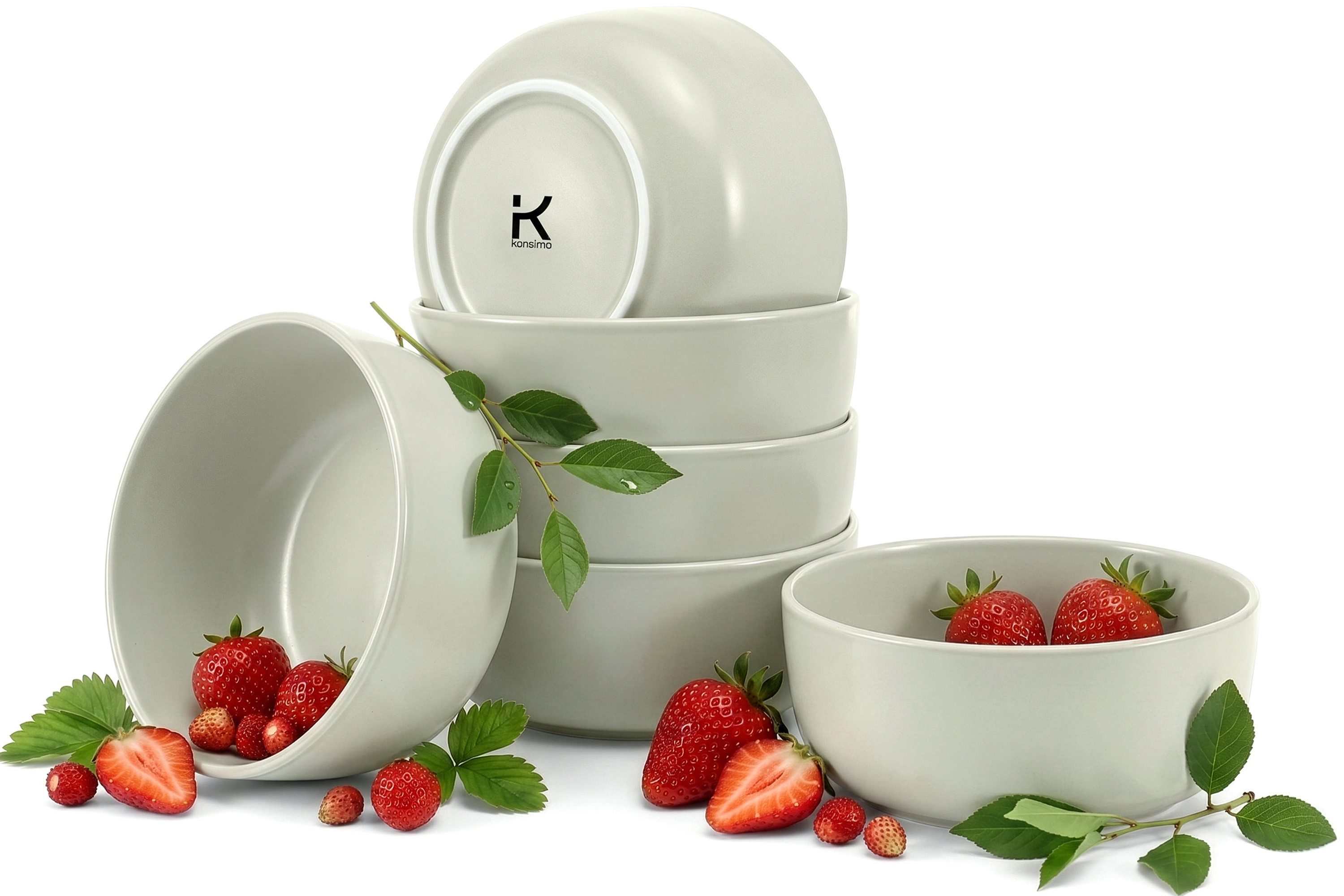 KONSIMO® Müslischale VICTO Schüssel-Set hergestellt in der EU, Steingut, (6-Personen Set, 6-tlg), spülmaschinengeeignet, mikrowellengeeignet, 6x Schale