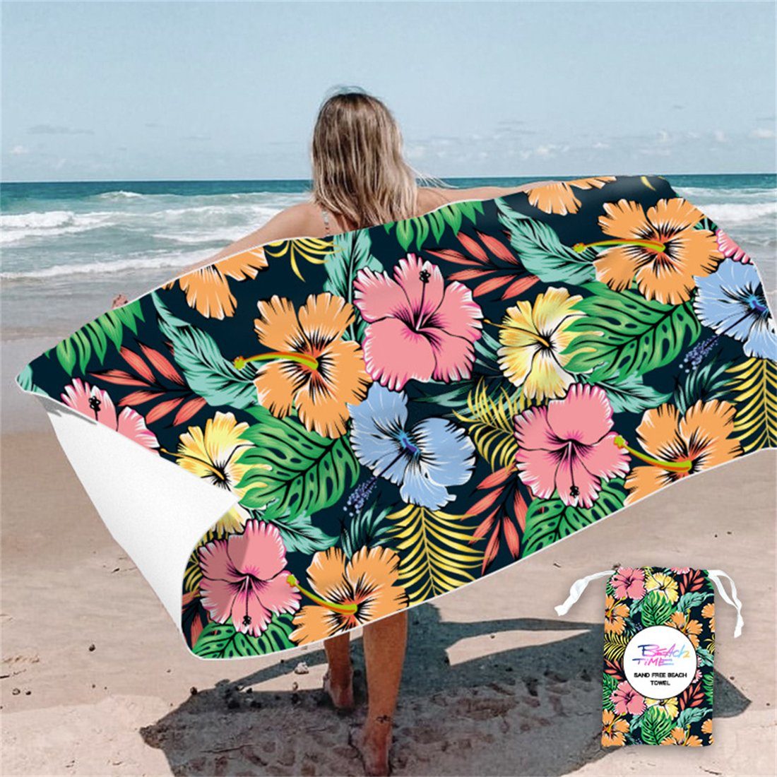 YOOdy~ Strandtücher Strandtuch,strandhandtuch (1-St), 80 x 160 cm,schnell trocknet Tropische Blumen