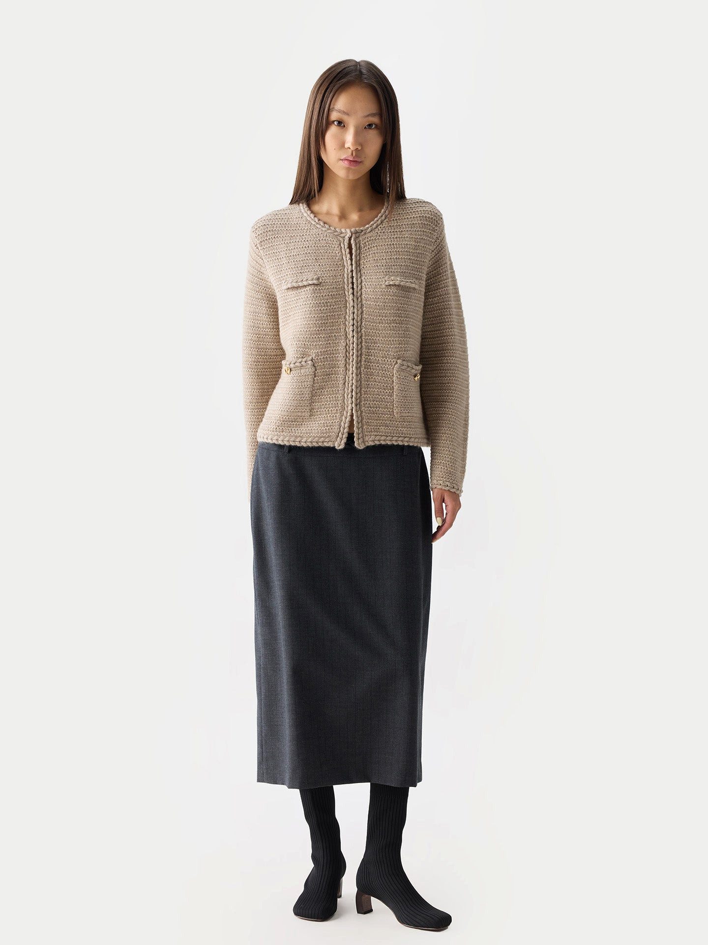 GOBI Cashmere Cardigan Texturierter Strick Kaschmir-Cardigan günstig online kaufen