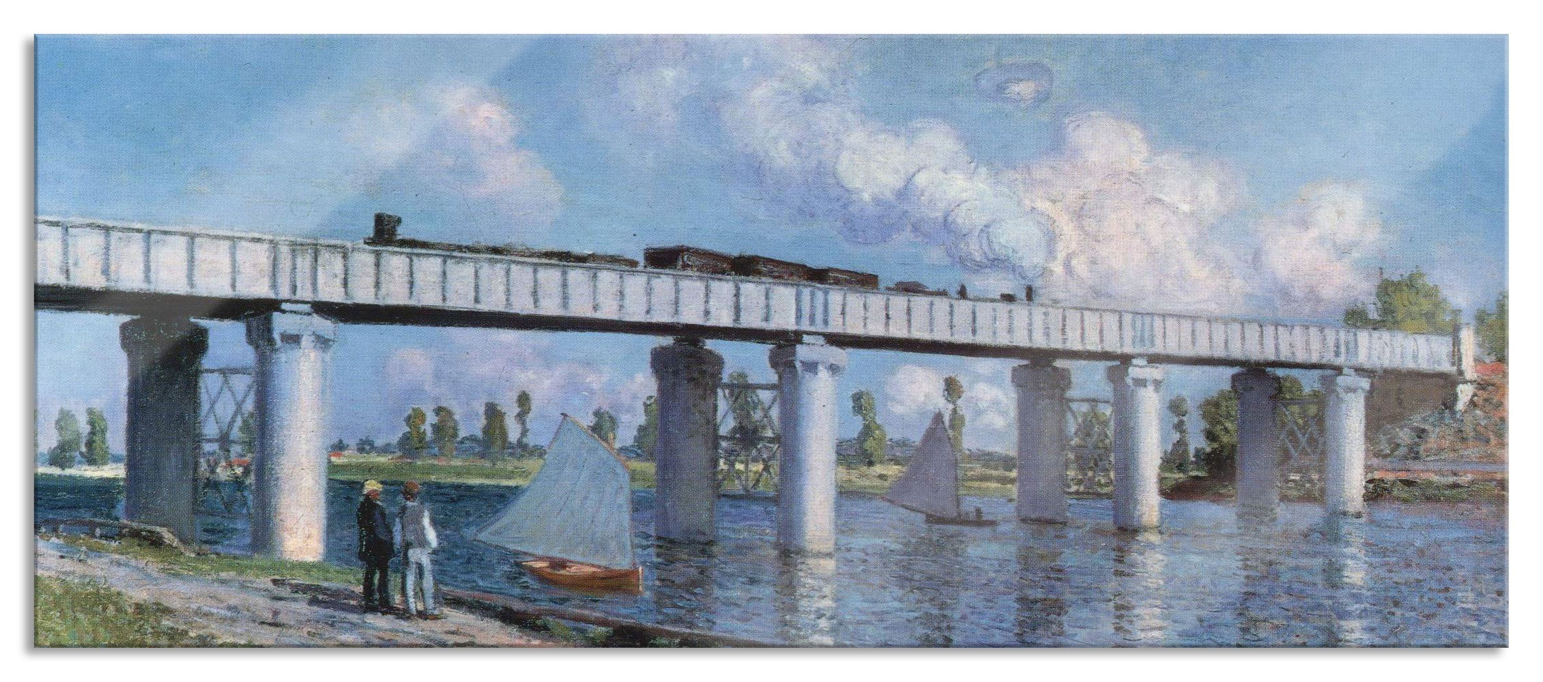 Monet Pixxprint Impression inkl. Monet - Sonnenaufgang, Echtglas, Claude St), Impression Sonnenaufgang Abstandshalter Claude und - aus Glasbild (1 Aufhängungen Glasbild