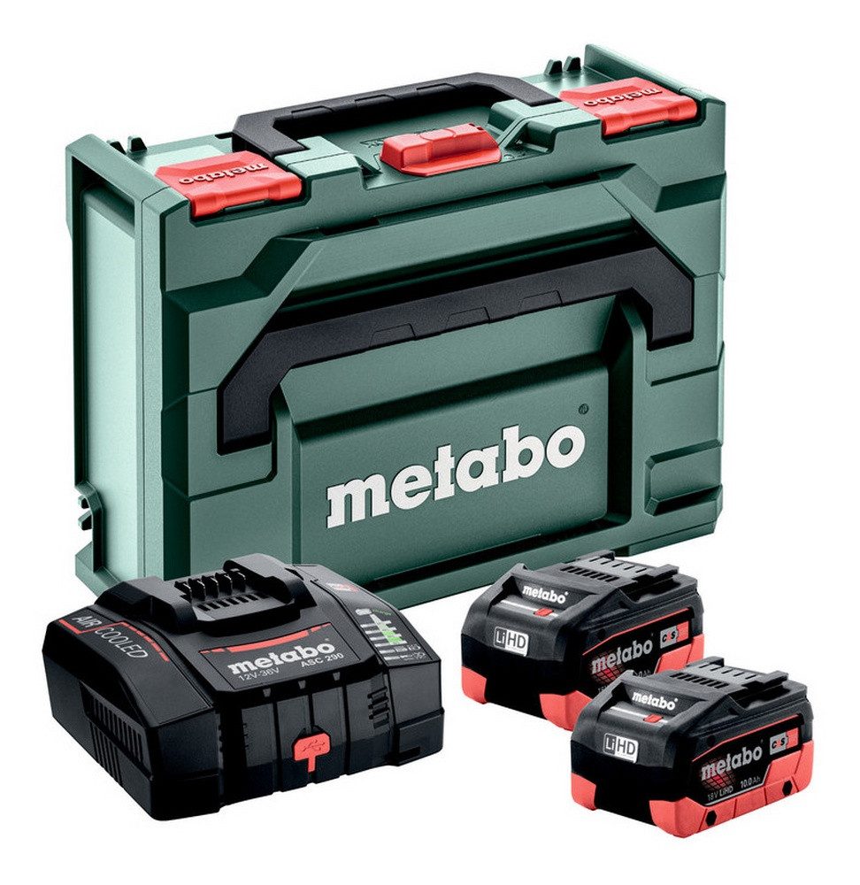 metabo Akku Starter-Set, Basic Akkuset 2 x LiHD 10 Ah u. Schnellladegerät ASC 290 in MetaBOX