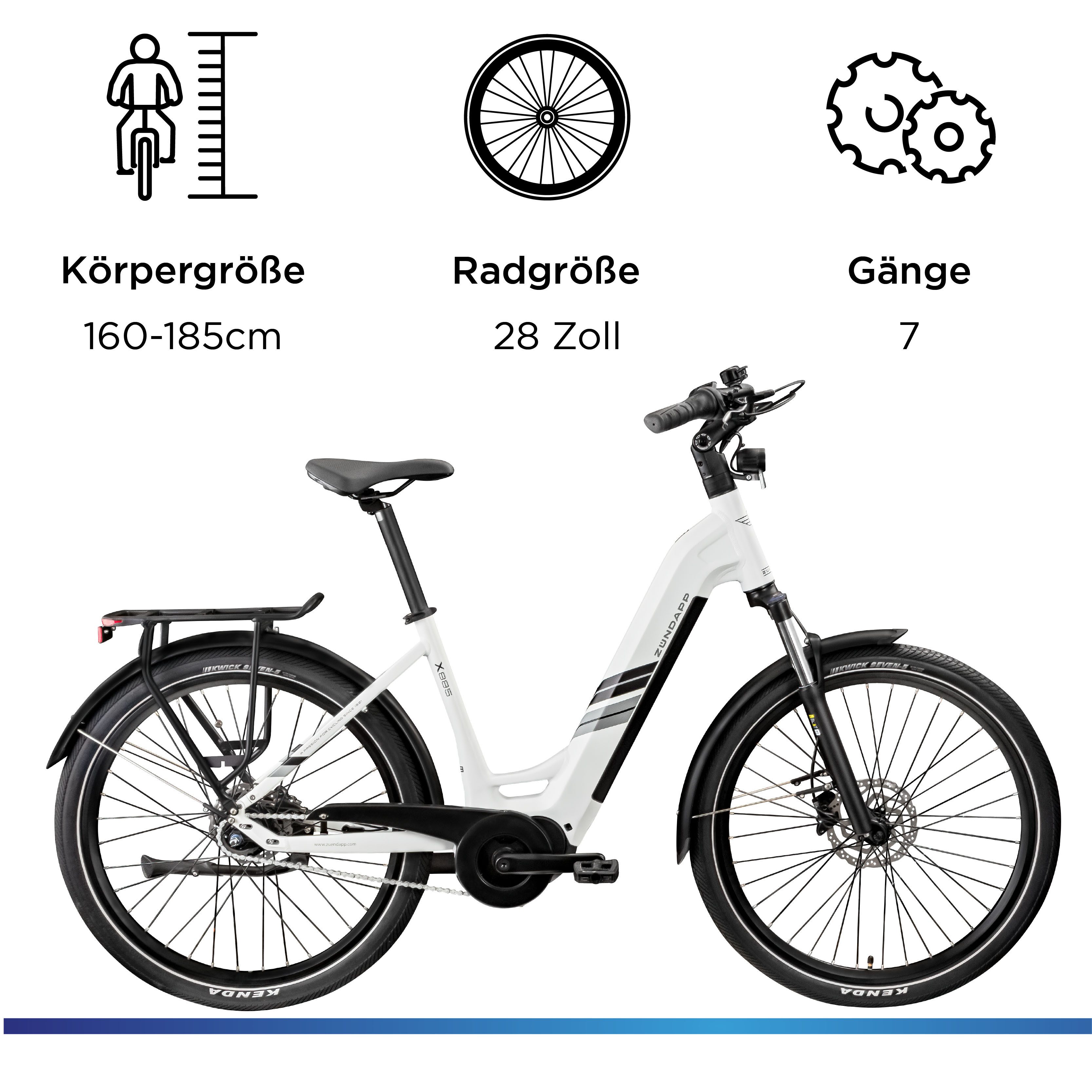 Zündapp E-Bike Cityrad X885, 7 Gang, Nabenschaltung, Mittelmotor, 550 Wh