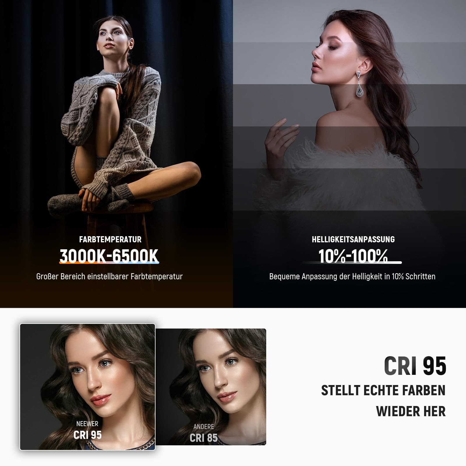 Neewer Ringlicht R18 Ringlicht 7", 18W, Dimmbar, mit Touchpanel und Fernbedienung, mit Gelenkarm und C Klemme, für Streaming Videokonferen Telefon Zoom