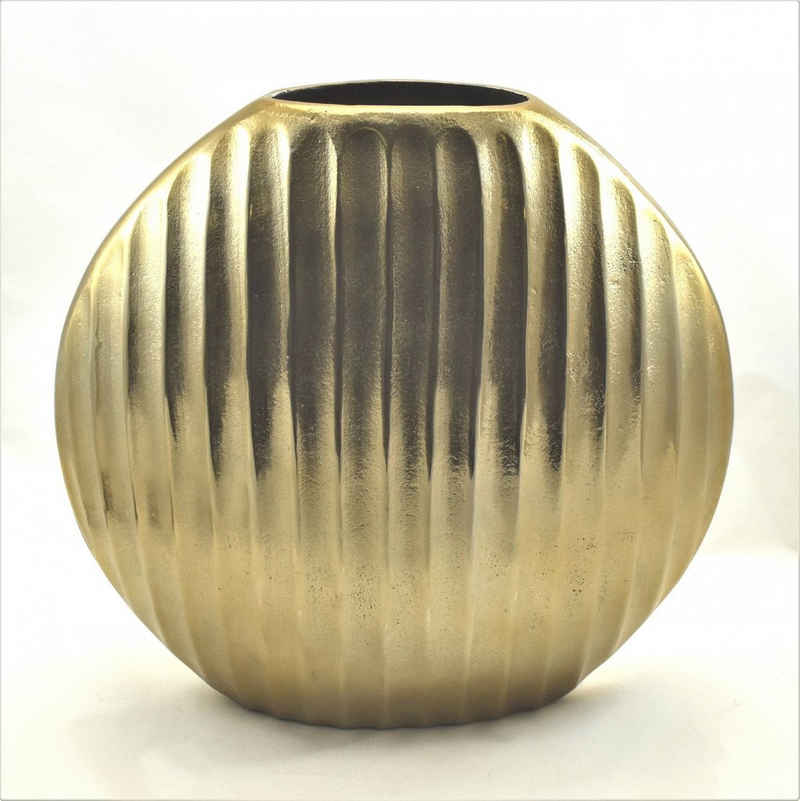 colmore Dekovase Bodenvase Vase Bronze Gold Rund Metall Gerippt Colmore 36 x 13 x 35 cm, Gerippt / Oval