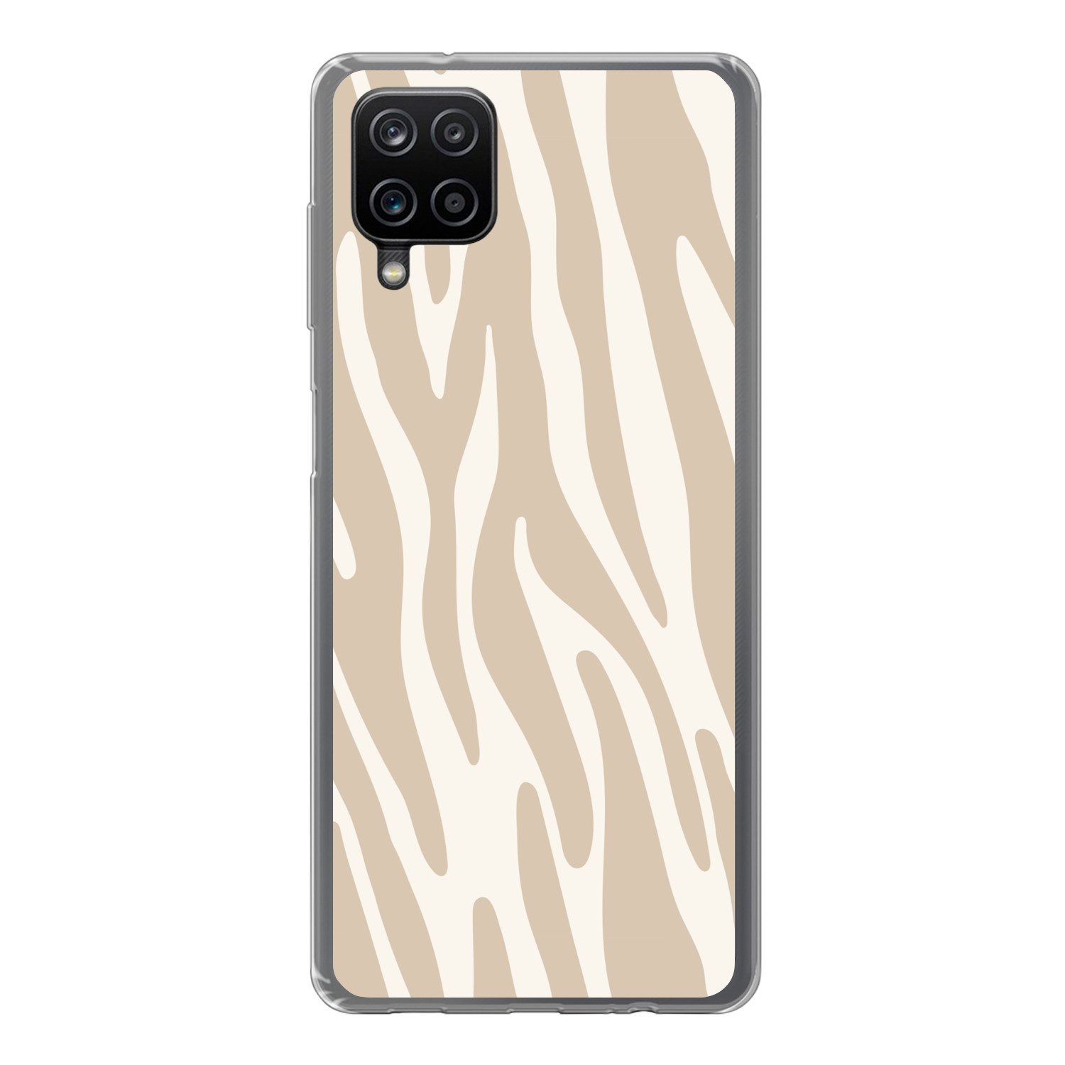 MuchoWow Handyhülle für Samsung Galaxy A12 Zebramuster - Beige - Weiß - Tiermuster, Smartphone-Bumper, Print, Handy Schutzhülle Dünn