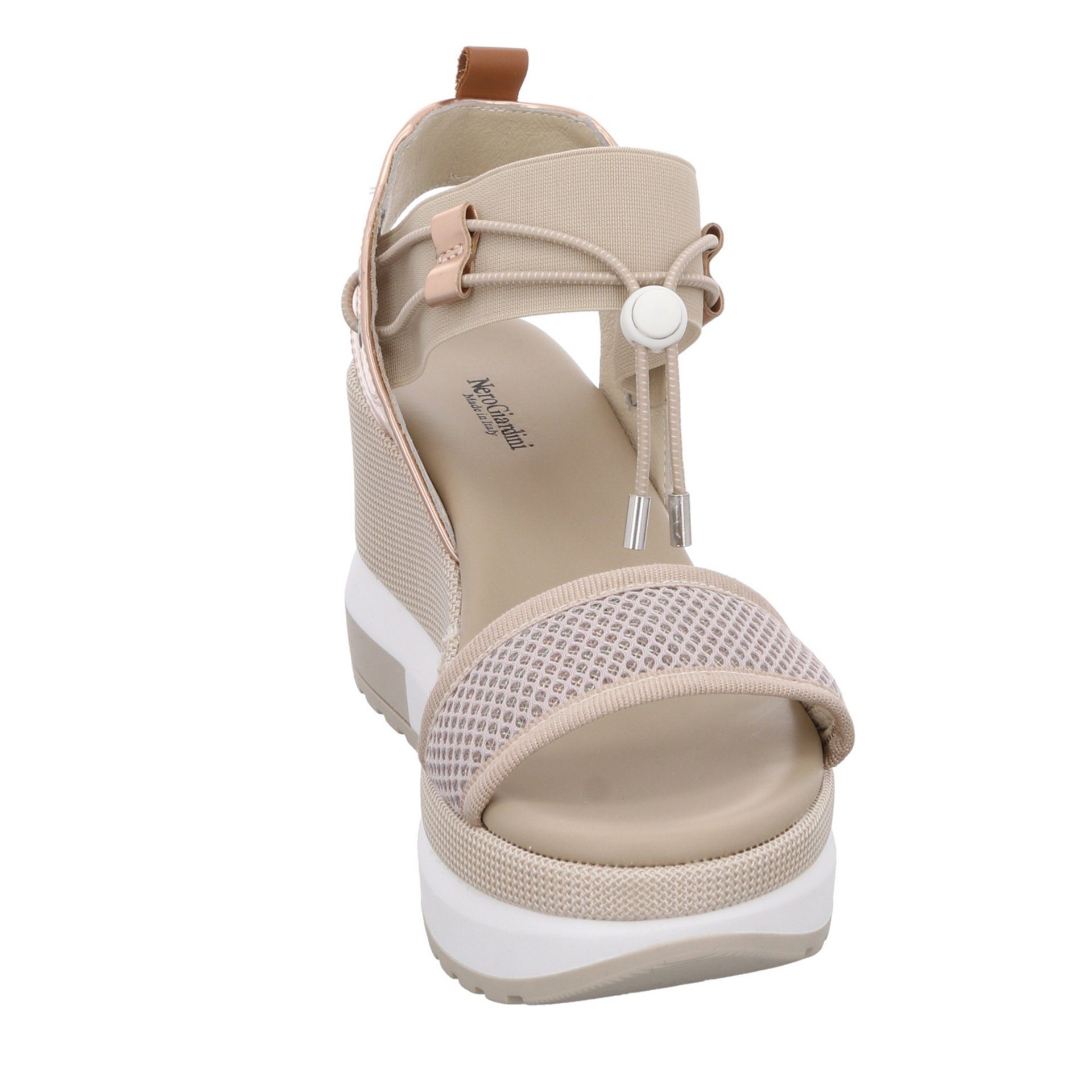 Nero Giardini Damen Sandalen Leder-/Textilkombination Keilsandalette Fußbett Freizeit Bequem Sandalette