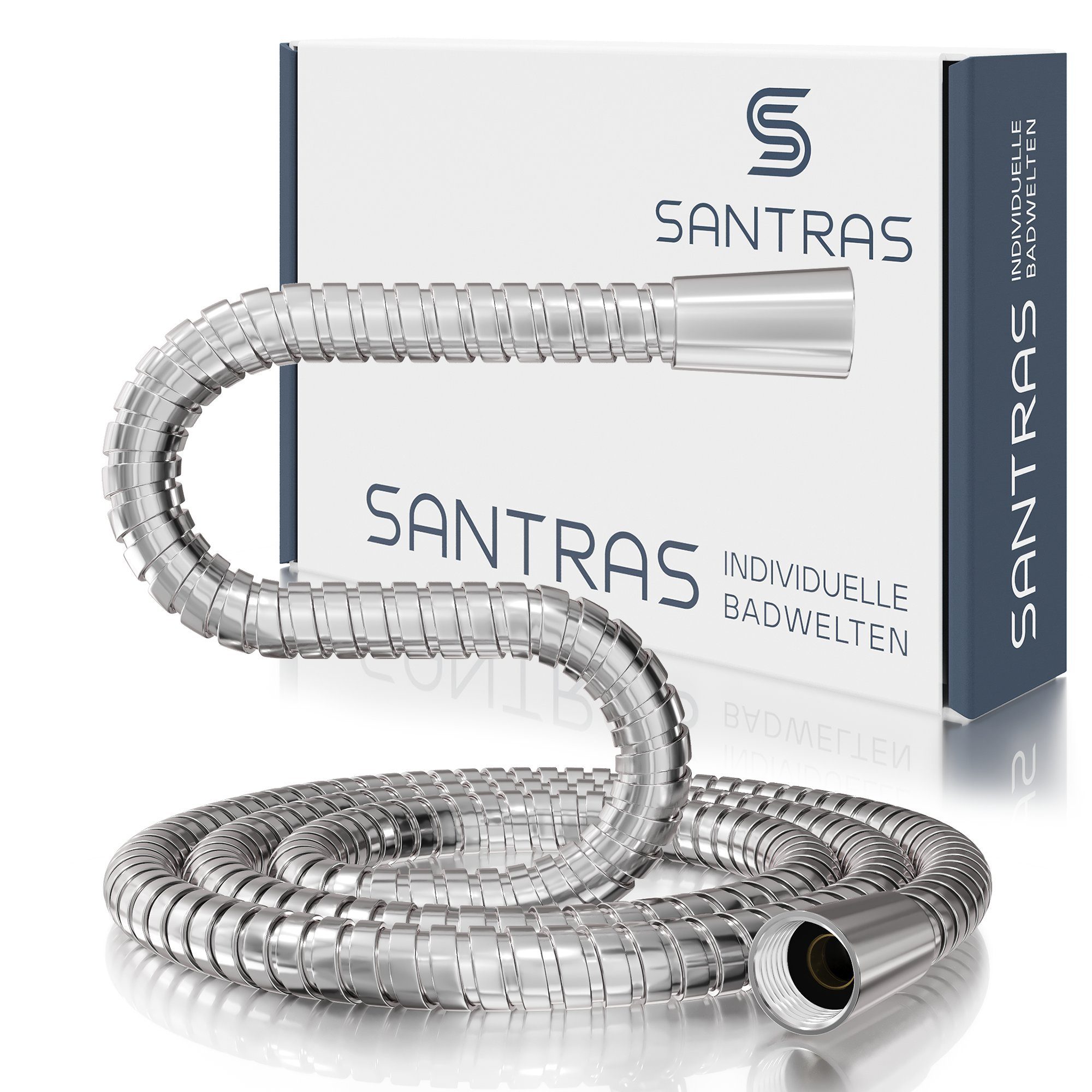 Santras Brauseschlauch Duschschlauch aus Metall 1/2" in Chrom (0,50 - 3,00 m)