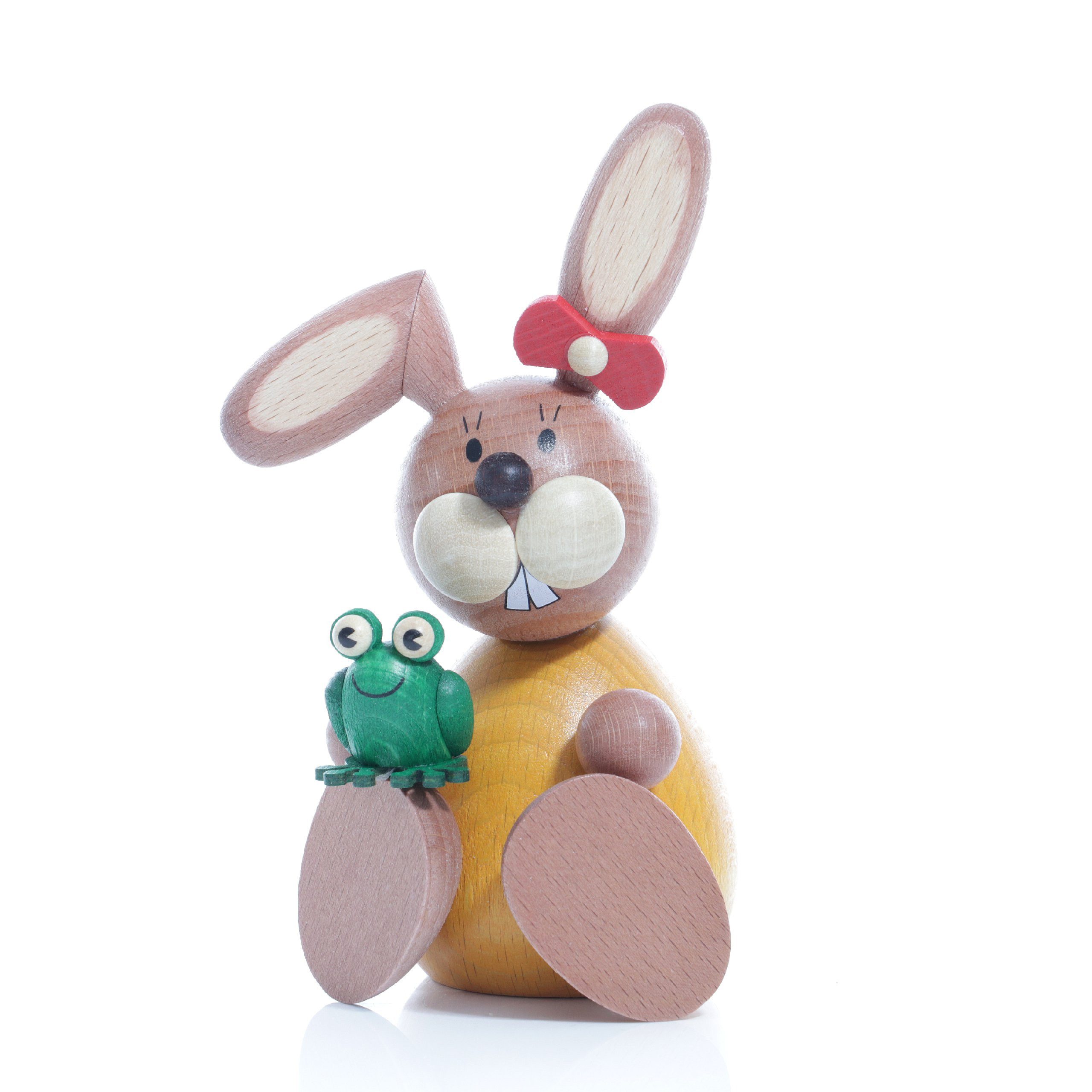 Ullrich Kunsthandwerk Osterhase Osterdekoration Osterhäsin mit Frosch Höhe 11cm NEU