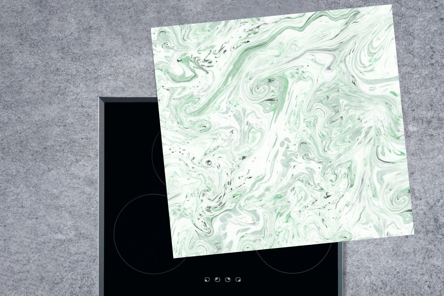 - Marmor Ceranfeldabdeckung, cm, 78x78 Vinyl, Grün Muster, Arbeitsplatte tlg), für Herdblende-/Abdeckplatte MuchoWow (1 - küche