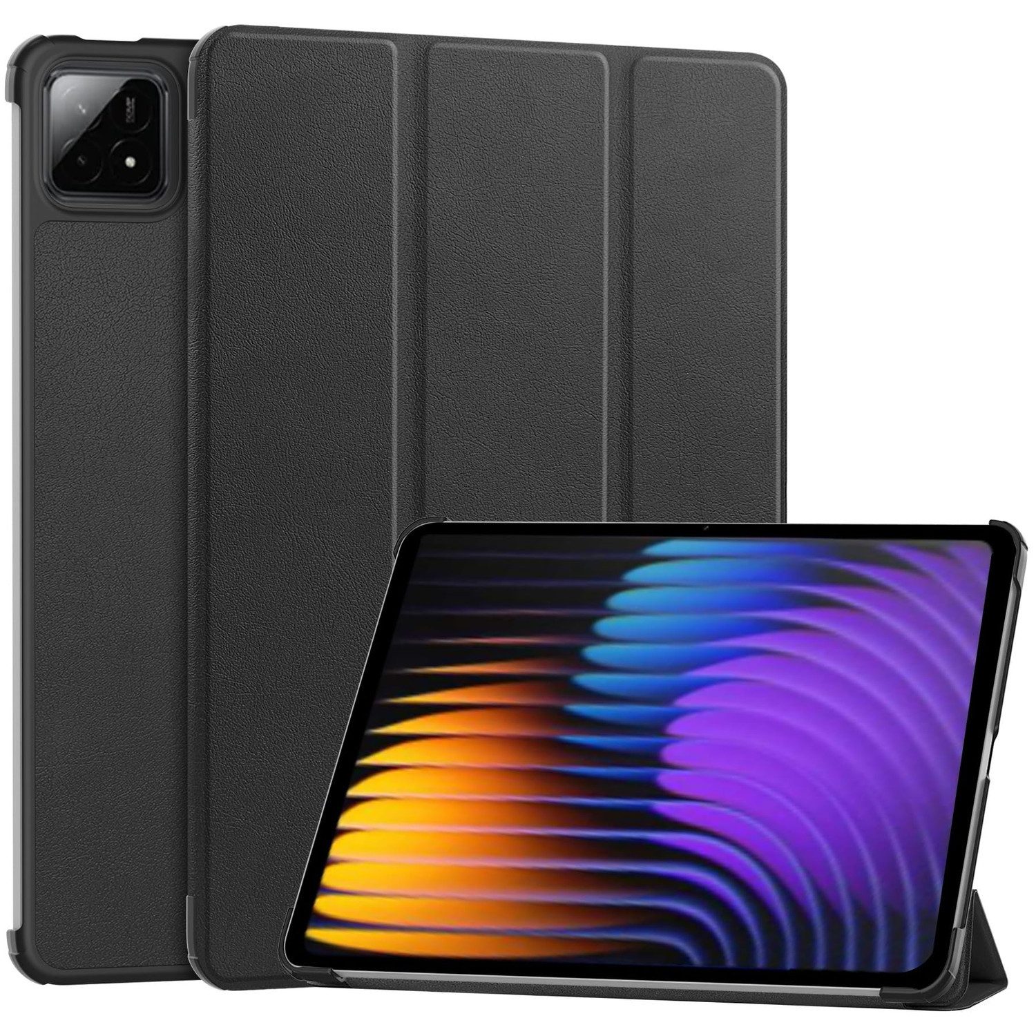 Wigento Tablet-Hülle 3folt Wake UP für Xiaomi Pad 8 / 8 Pro / Pad 7 / 7 Pro Smart Schwarz, 3-Fach Halterung, Kratzfest, Leicht