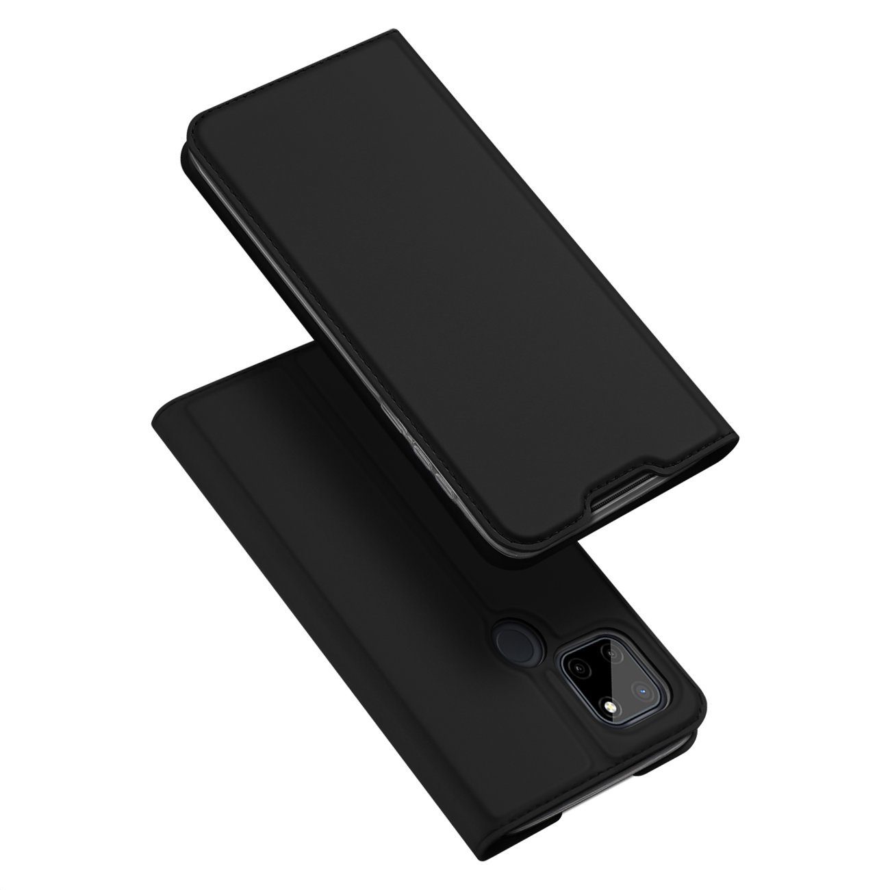 Dux Ducis Handyhülle Buch Tasche "Dux Ducis" für Realme C21Y schwarz 6,5 Zoll, Kunstleder Schutzhülle Handy Wallet Case Cover mit Kartenfächern