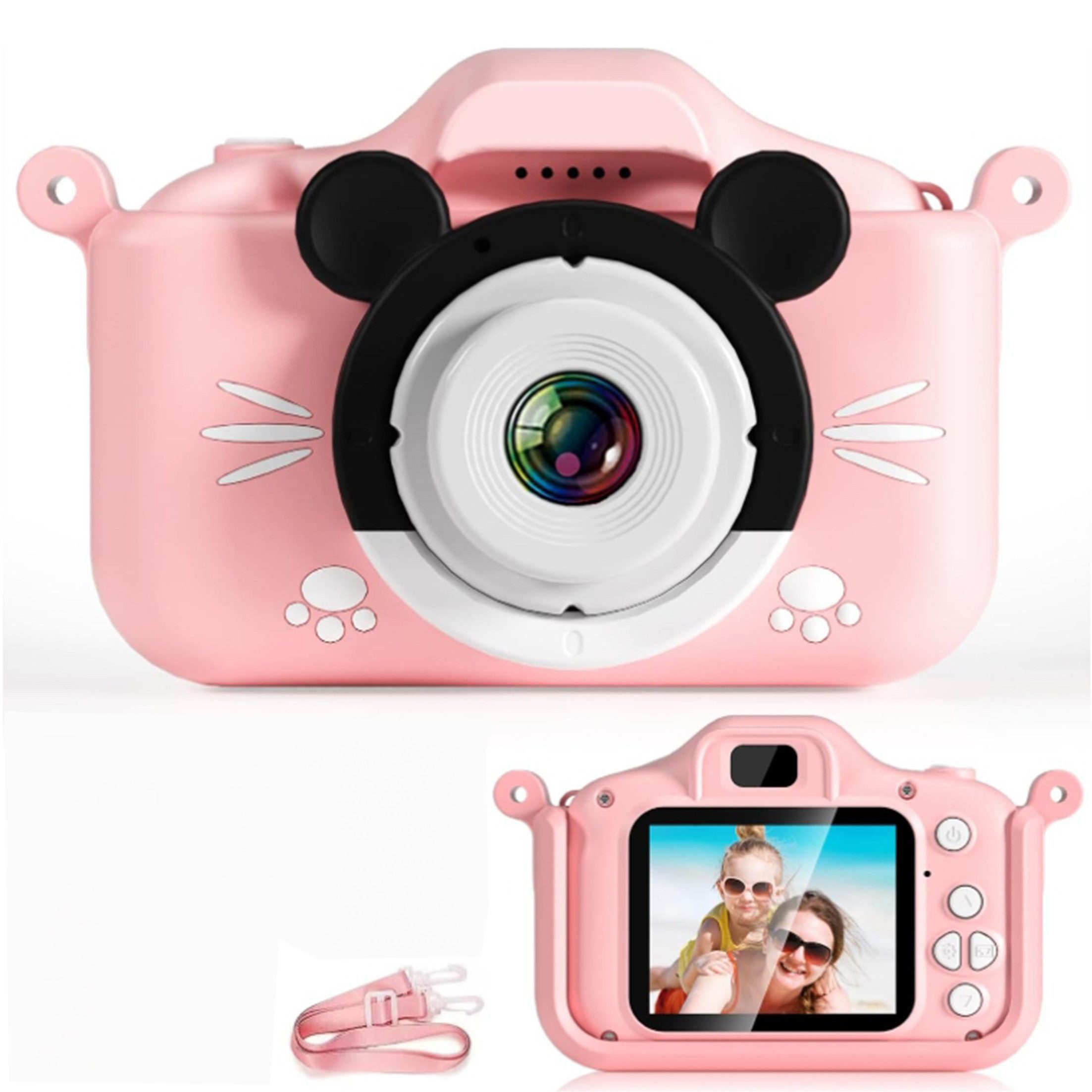 KINSI Kinder-Digitalkamera HD mit Dualkamera,Cartoon-Digitalkamera Kinderkamera (Ideal für Geburtstage & kreative Fotoprojekte)