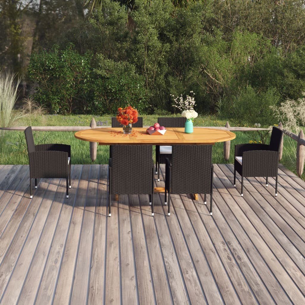 vidaXL GartenEssgruppe »7tlg. GartenEssgruppe Poly Rattan Schwarz