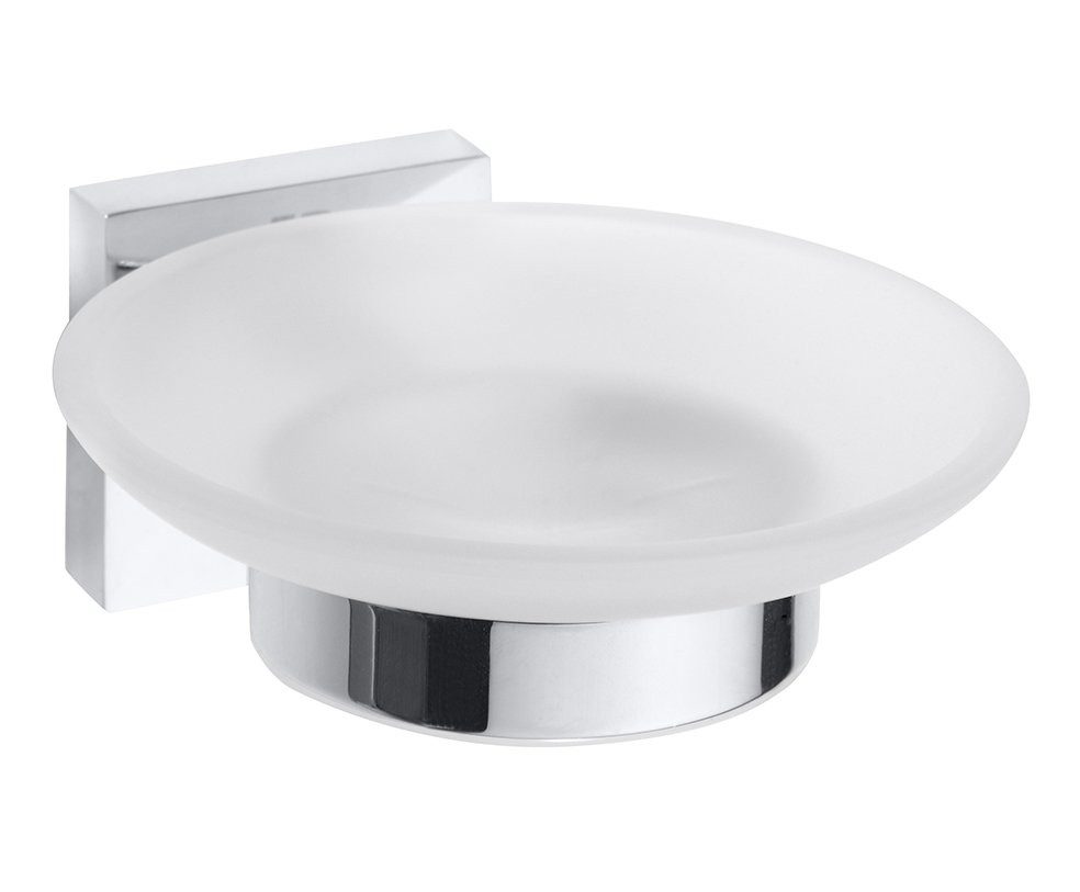 Sapho Seifenhalter X-SQUARE Seifenschale, Milchglas, Chrom, Breite: 11 cm, Sapho-XQ802