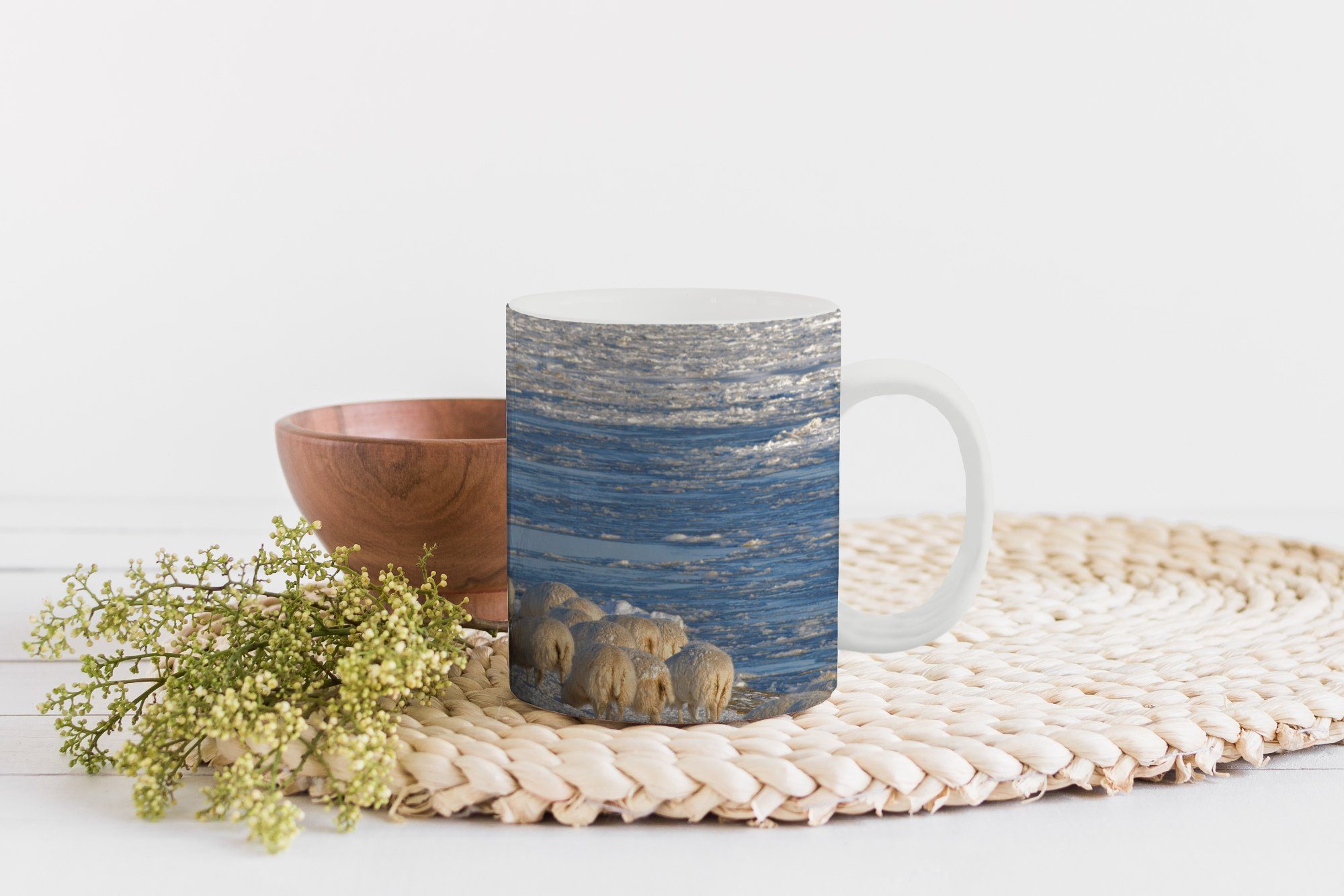 MuchoWow Tasse Schafe - Kaffeetassen, Meer, Geschenk Becher, - Keramik, Watteninseln Teetasse, Teetasse
