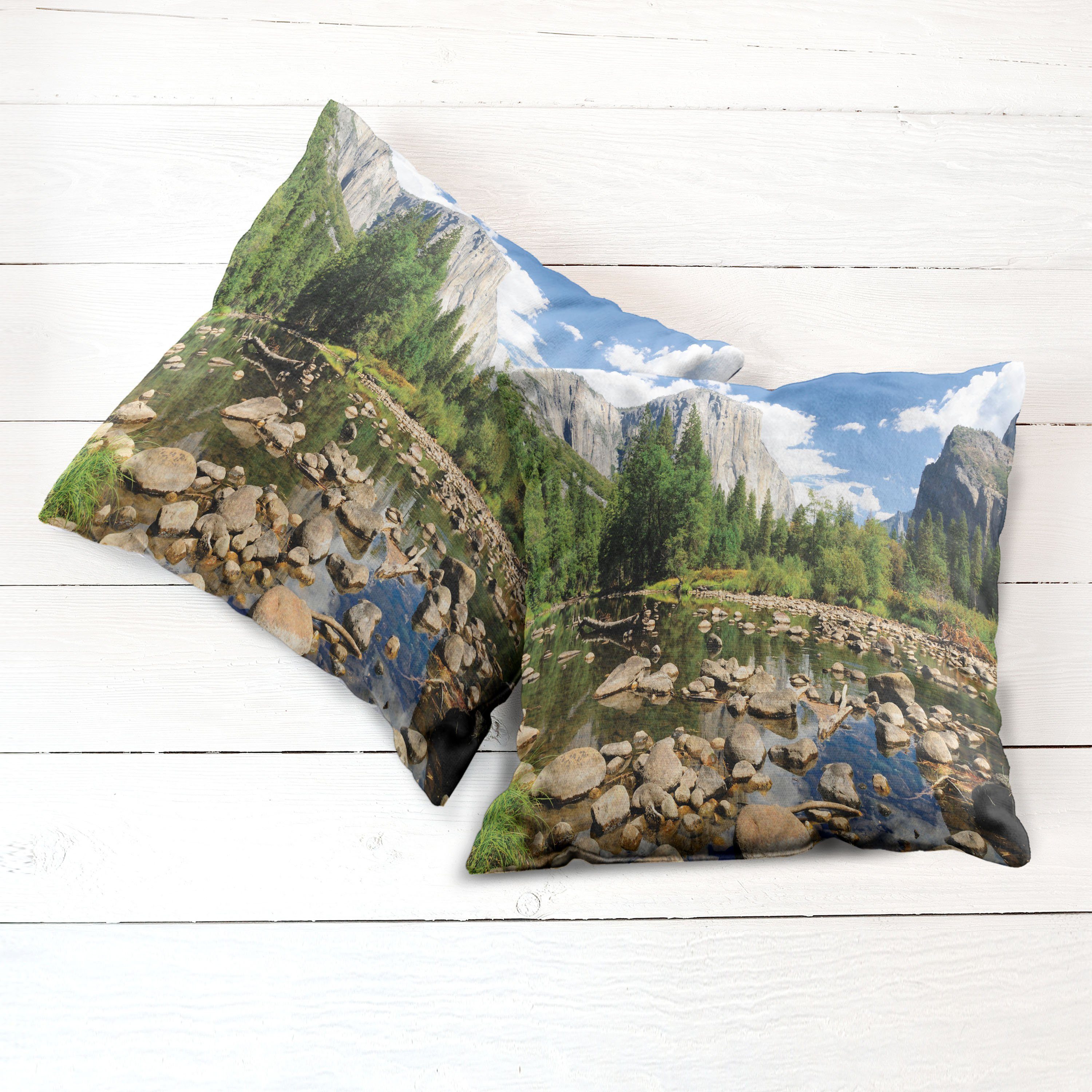 Natur Digitaldruck, Accent River Stück), Doppelseitiger Forest Kissenbezüge Modern (2 Yosemite Abakuhaus