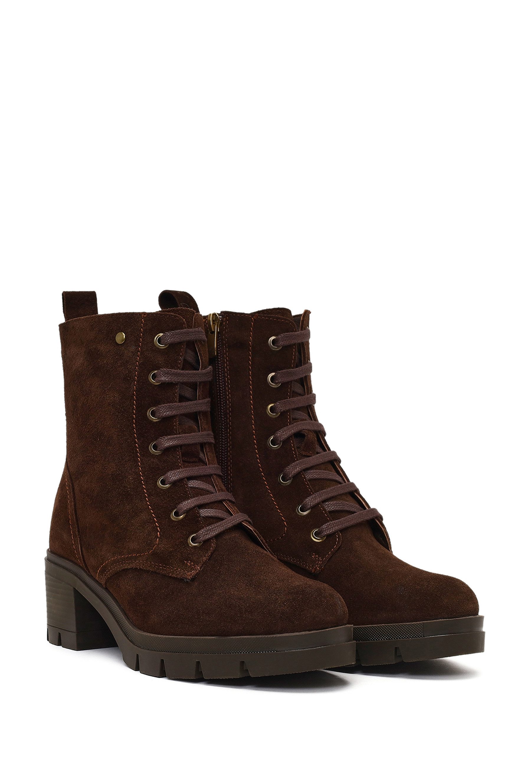 Derimod Veloursleder-Stiefel Ankleboots Echtes Wildleder, Lederfutter, Thermo Sohle, Blockabsatz