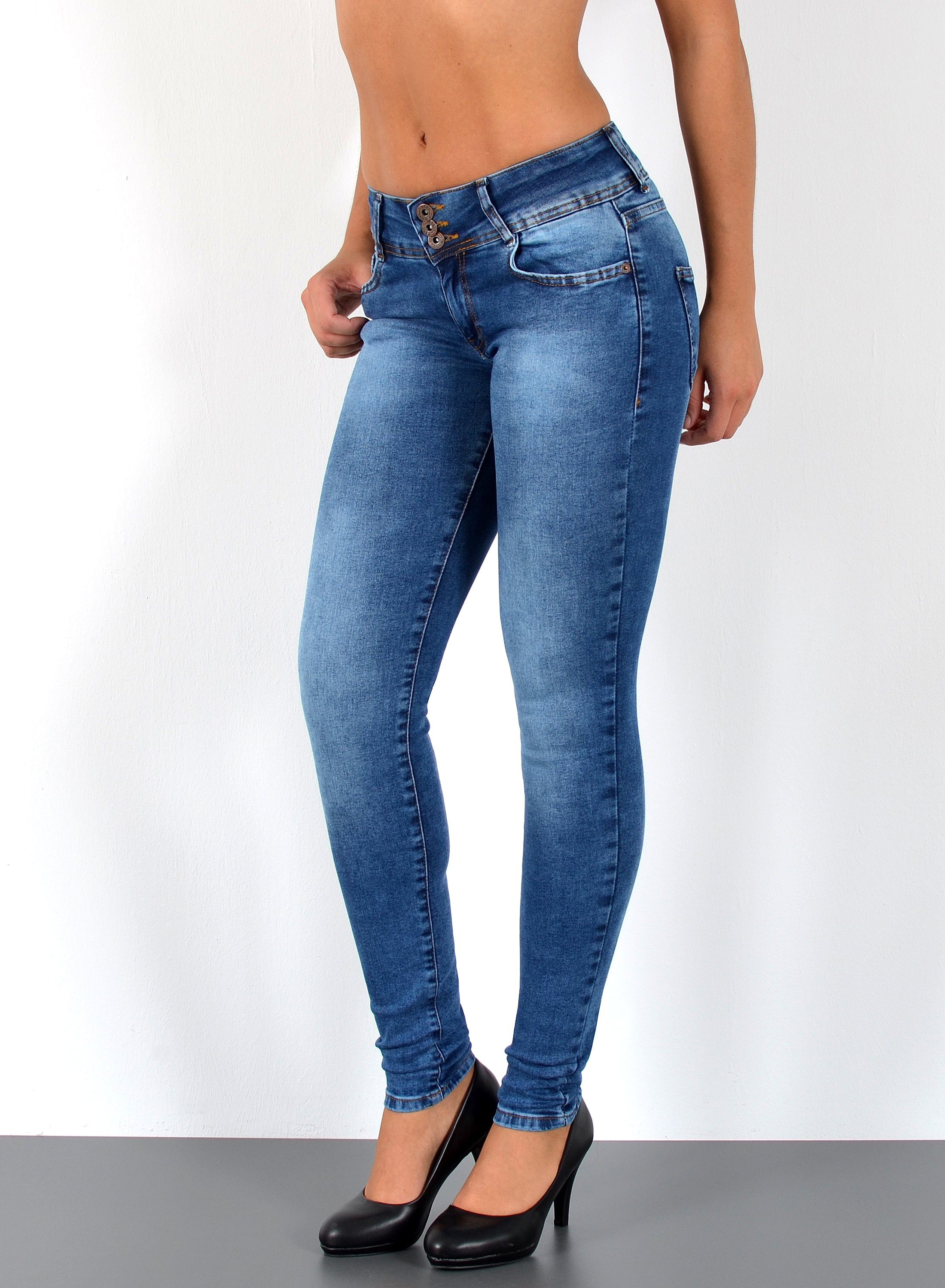 ESRA Skinny-fit-Jeans S500 High Waist Skinny Jeans Damen Röhrenjeans Hose S günstig online kaufen