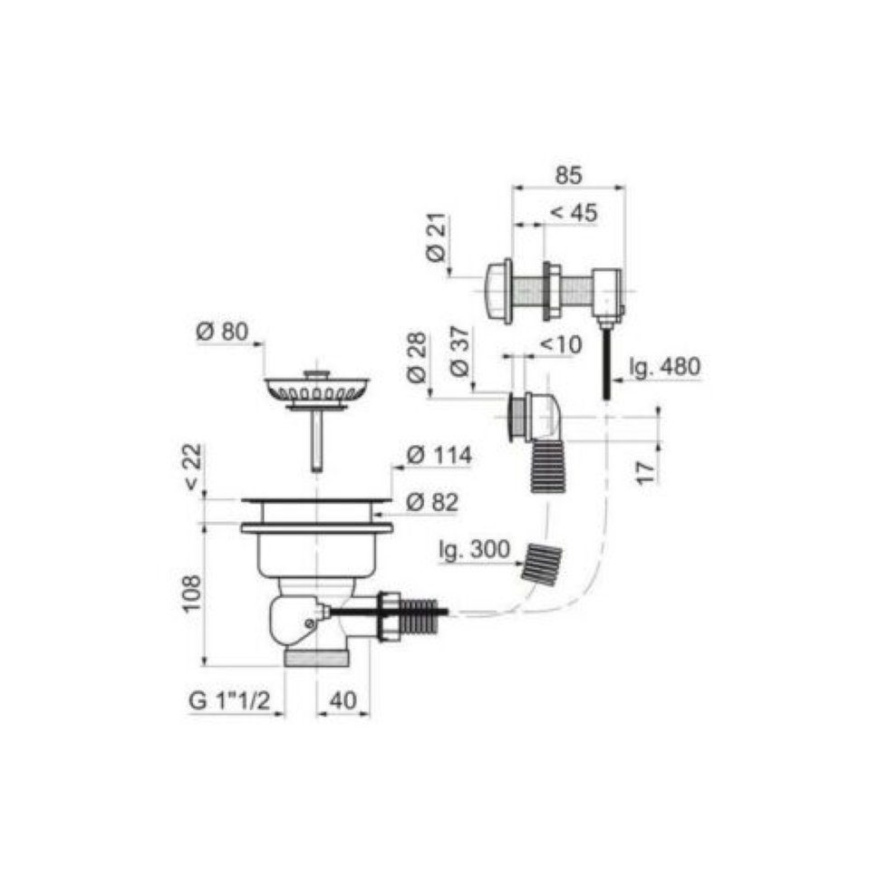 Faizee Möbel Siphon Siphon Gold/Silber mit Überlauf für das Spülbecken Automatisch Ablauf