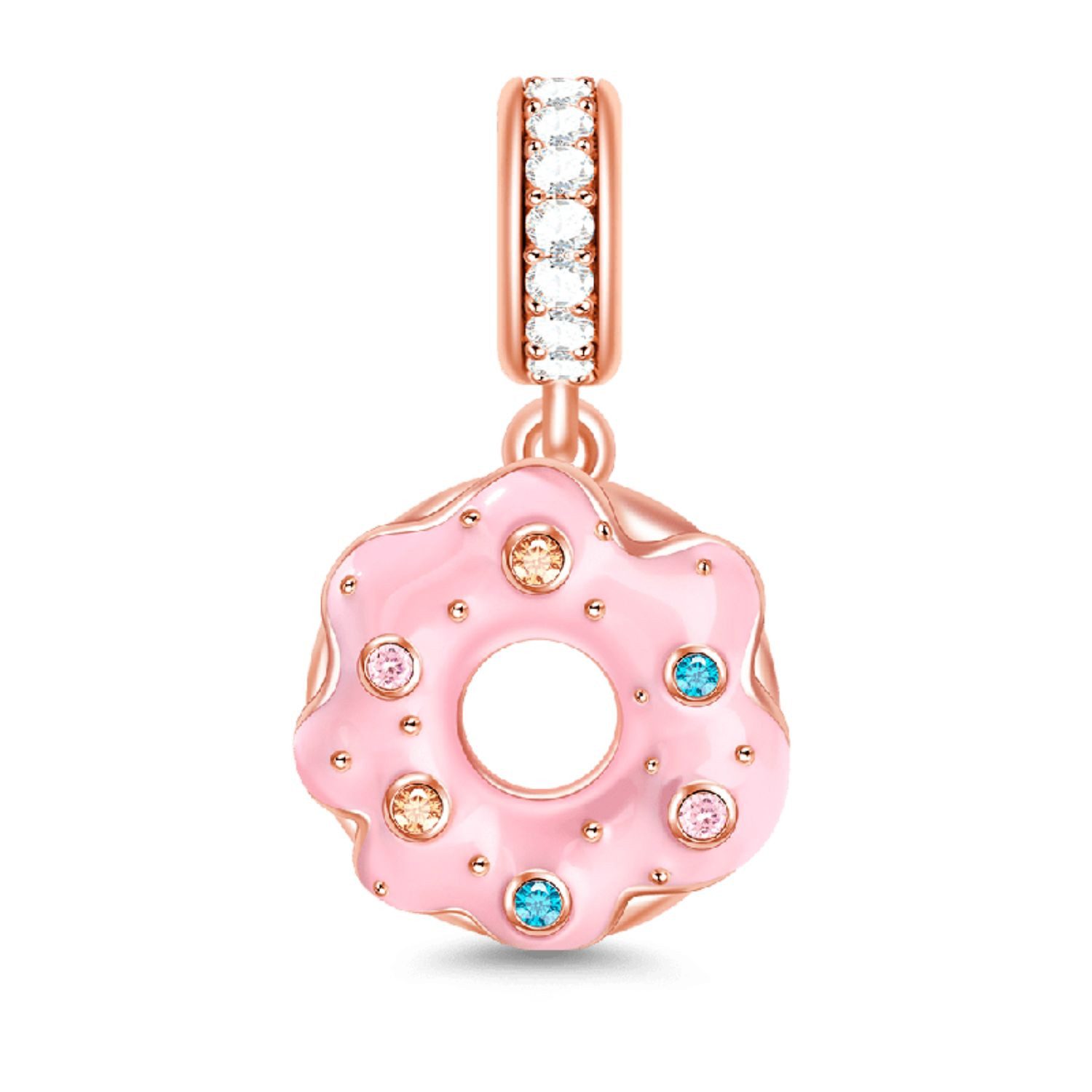 Bead Gnoce Charm Anhäner Donut HOC173 Silber rosévergoldet
