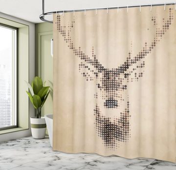 Abakuhaus Duschvorhang Moderner Digitaldruck mit 12 Haken auf Stoff Wasser Resistent Breite 175 cm, Höhe 180 cm, Retro Deer Portrait mit Punkten