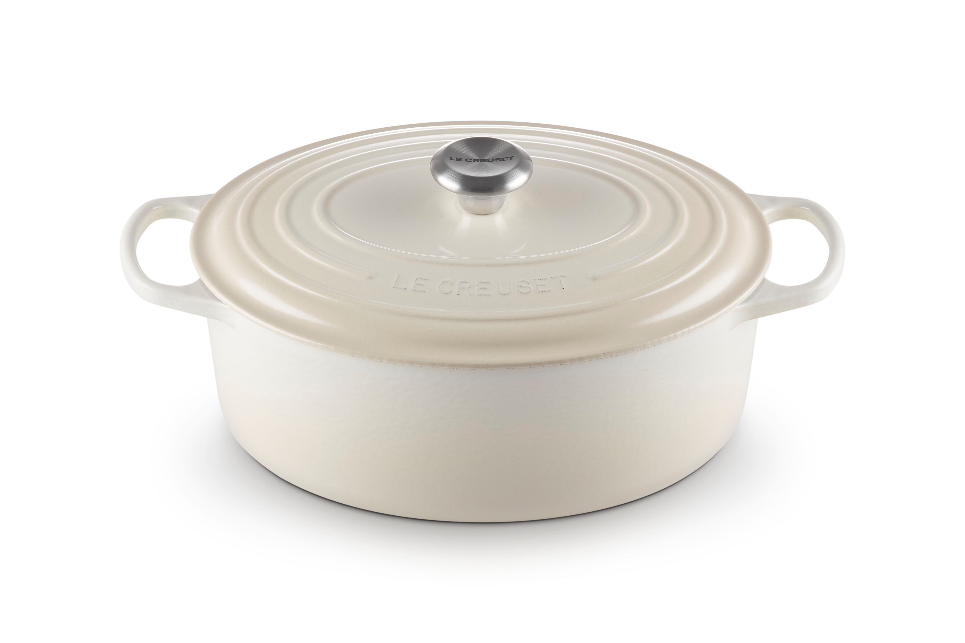 LE CREUSET Bräter Gusseisen-Bräter mit Deckel, Oval, Gusseisen, Oval, 5,71 kg, Meringue, 21178317164430