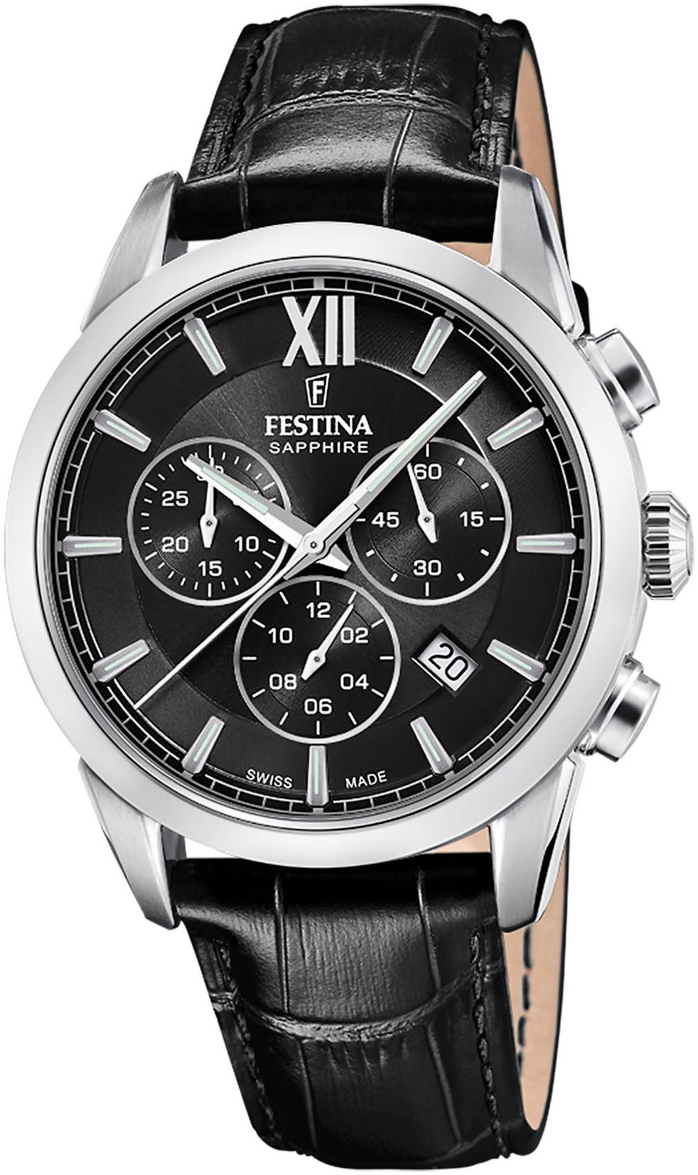 Festina Chronograph, Armbanduhr, Quarzuhr, Herrenuhr, Stoppfunktion, Swiss Made