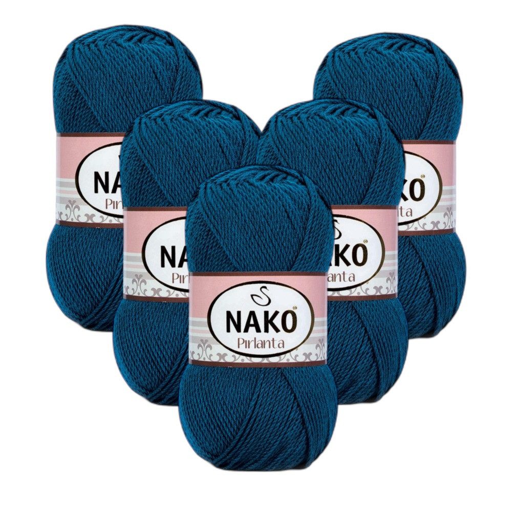 NAKO 5 x NAKO Pirlanta Häkelwolle, 225 m, Häkelgarn,Strickgarn,Amigurumi,Strickwolle