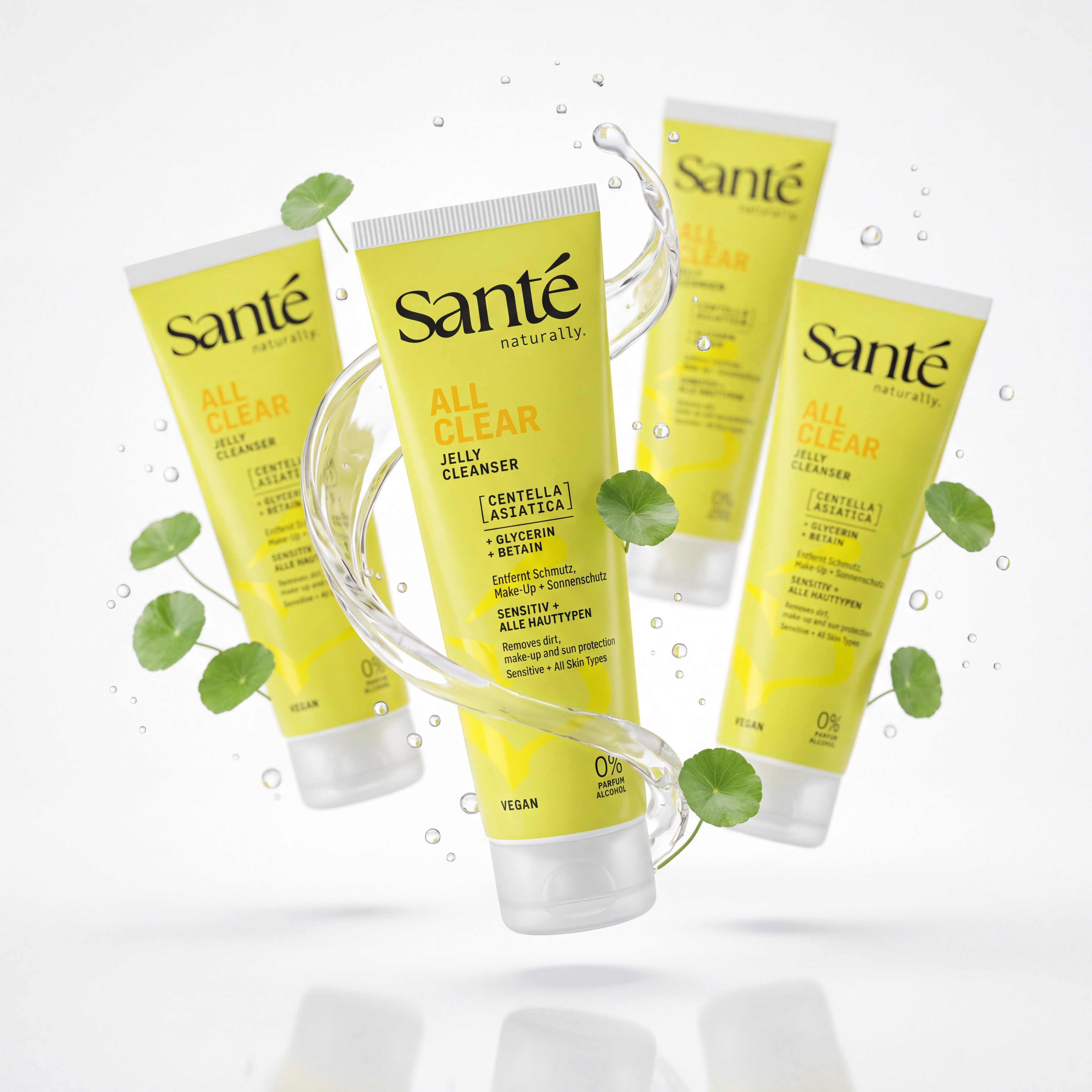 SANTE Gesichtsreinigungsgel All Clear Jelly Cleanser, 4-tlg., für Gesicht und Augenpartie, 600 ml Inhalt