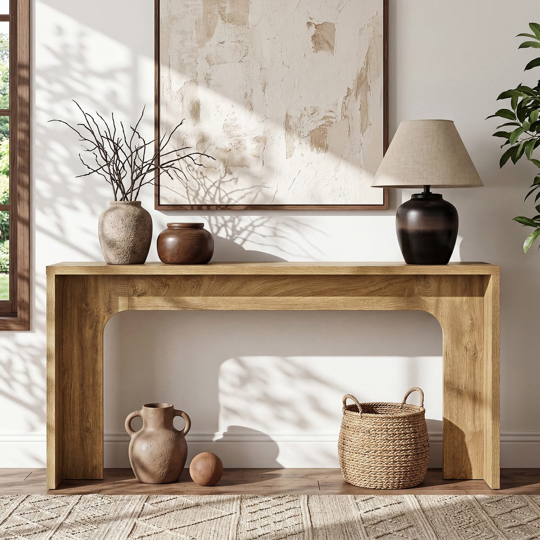 Tribesigns Konsolentisch 160 cm Moderner minimalistischer Holz-Flurtisch, Langer Konsolentisch