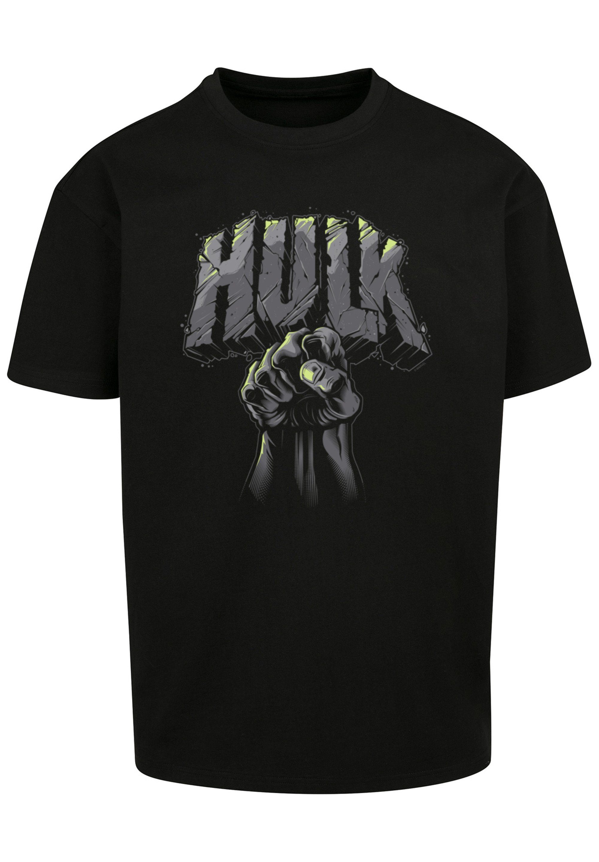 black with Heavy F4NT4STIC Kurzarmshirt Logo (1-tlg) -BLK Herren Punch Hulk Marvel Tee Oversize