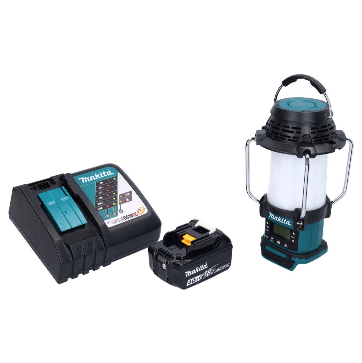 Makita Baustrahler DMR 055 RM1 Akku Radio 18 V FM mit Laterne 360° Taschenlampe + 1x