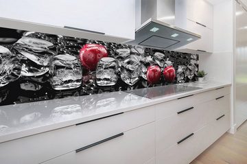 Rodnik Küchenrückwand Eiswürfel und Kirschen, ABS-Kunststoff Platte Monolith in DELUXE Qualität mit Direktdruck