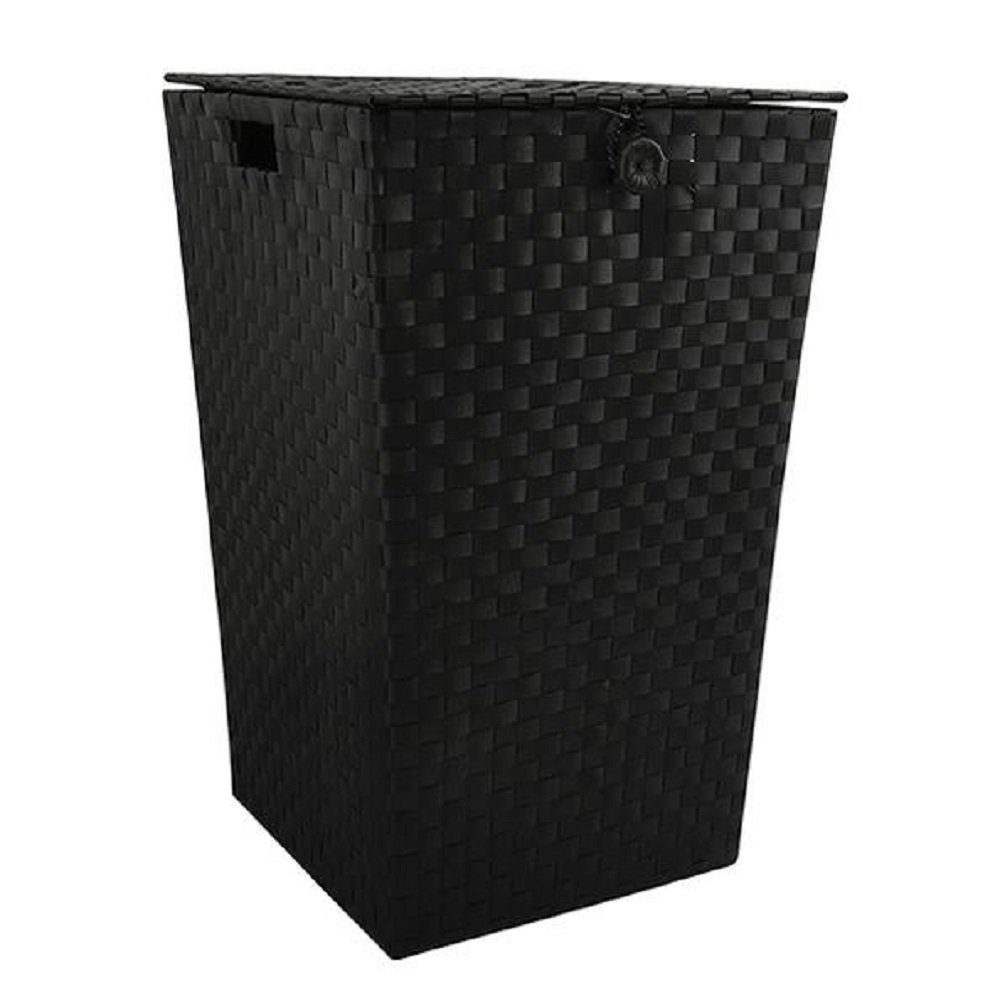 MSV Wäschebox Wäschekorb schwarz, Wäschesammler schwarz, 35x35x55,5 L 60 cm, PP