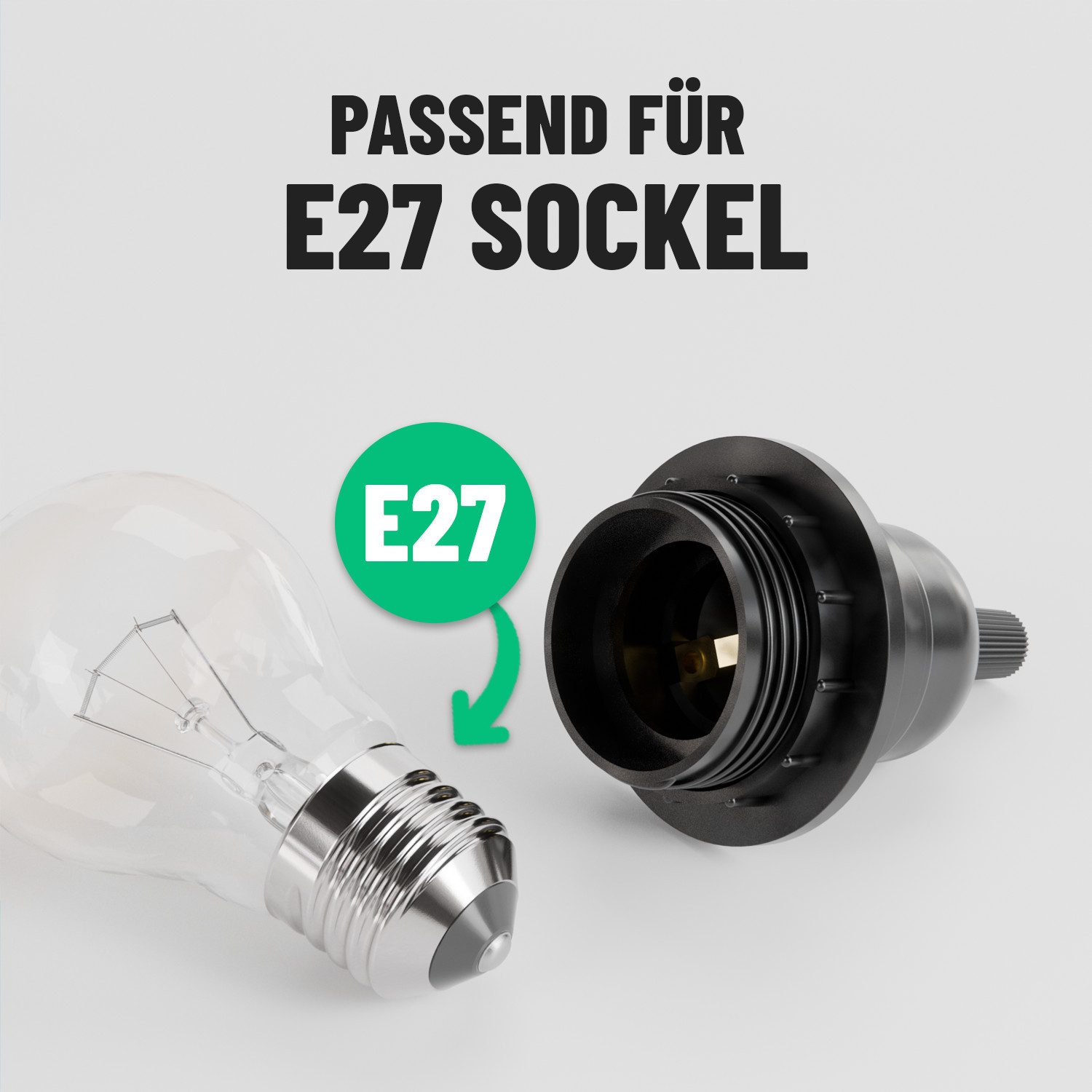 greate. Lampenfassung 12x E27 Fassung schwarz, Lampenfassung schwarz 250V 60W, Kunststoff, (12-St)