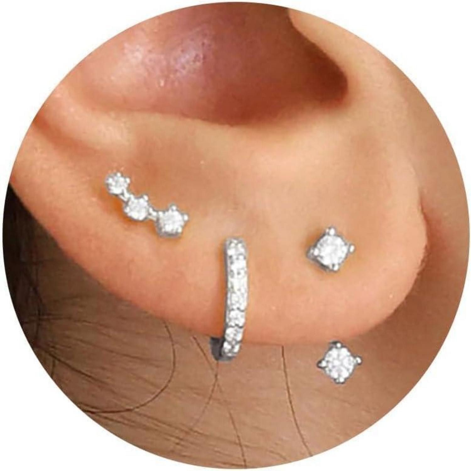 LuxusKollektion Schmuckset Ohrringe Silber 925 14K Vergoldet Damen Klein Se günstig online kaufen